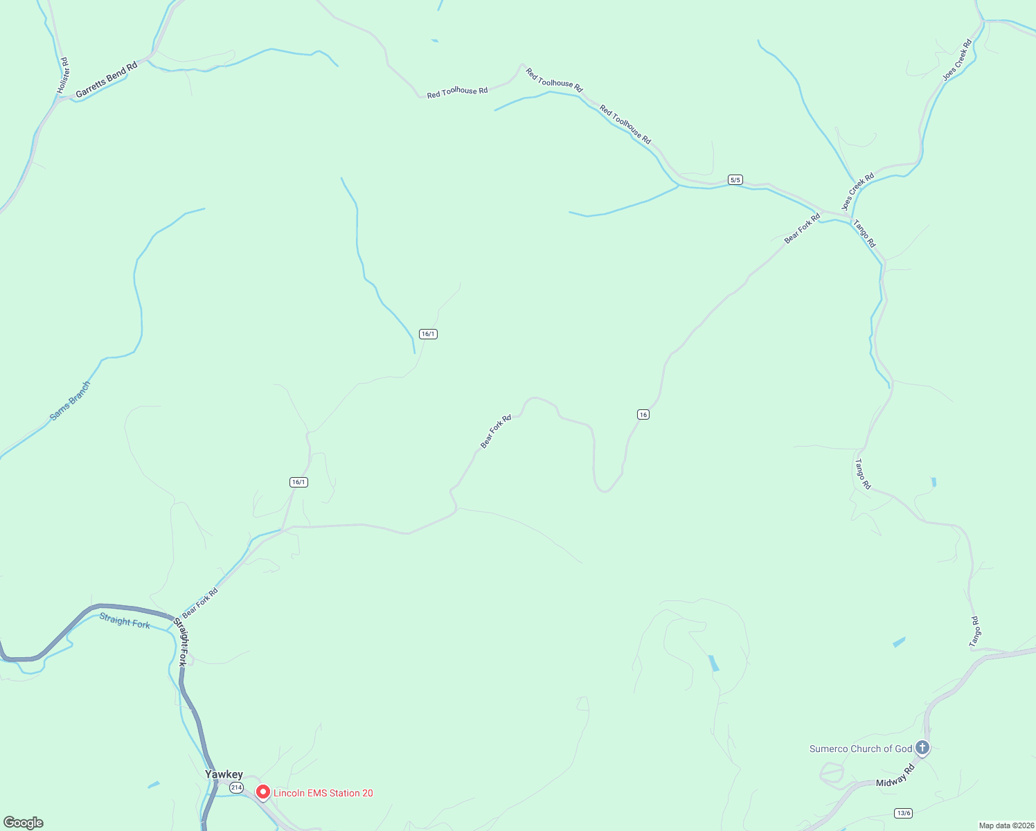 map of restaurants, bars, coffee shops, grocery stores, and more near 369 Bear Fork Road in Yawkey