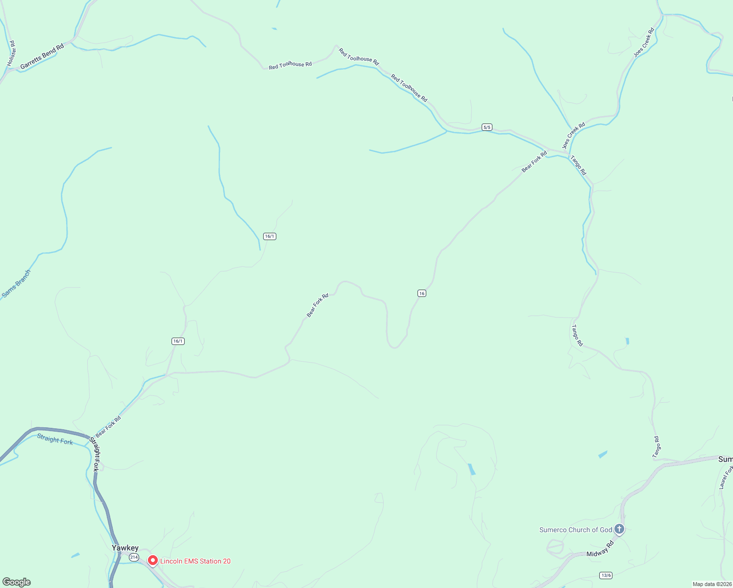 map of restaurants, bars, coffee shops, grocery stores, and more near 369 Bear Fork Road in Yawkey