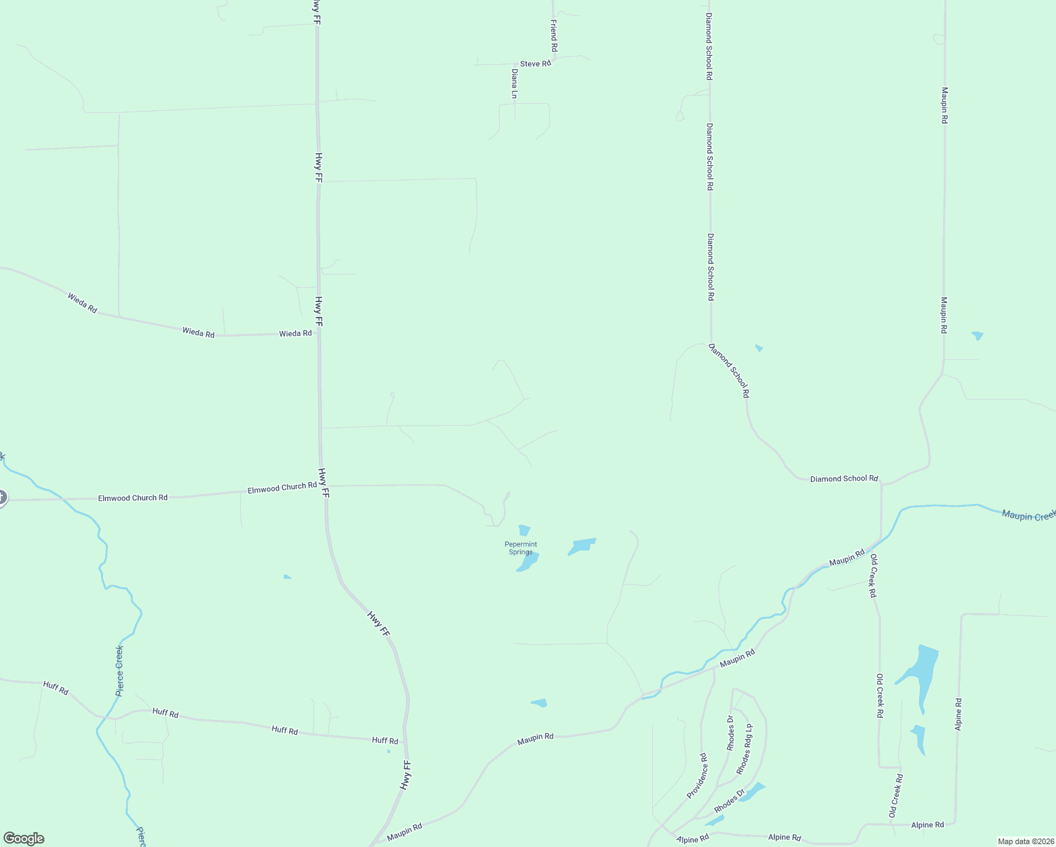 map of restaurants, bars, coffee shops, grocery stores, and more near 530 Indian Spring Drive in Grubville