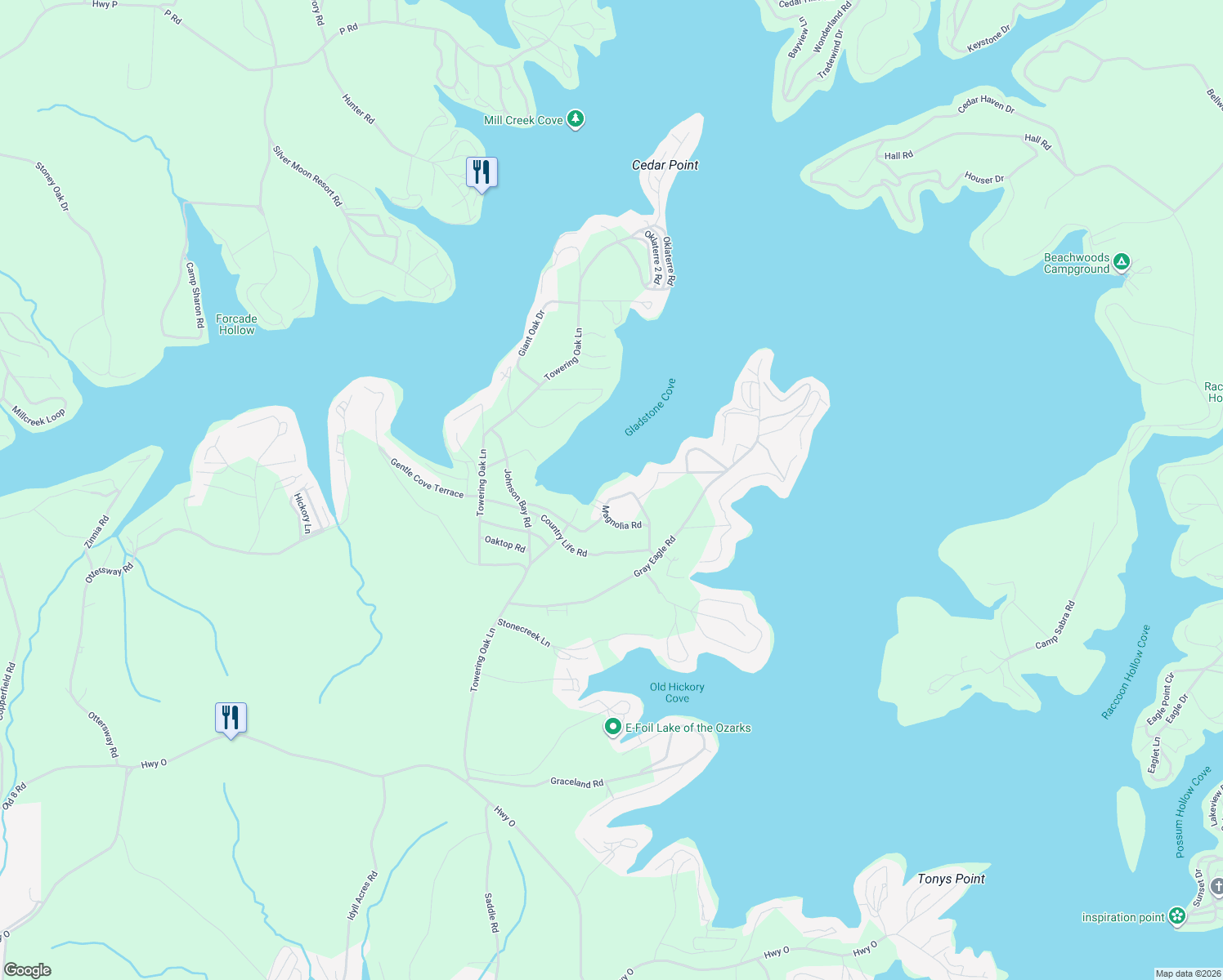 map of restaurants, bars, coffee shops, grocery stores, and more near 30533-30601 Magnolia Road in Gravois Mills