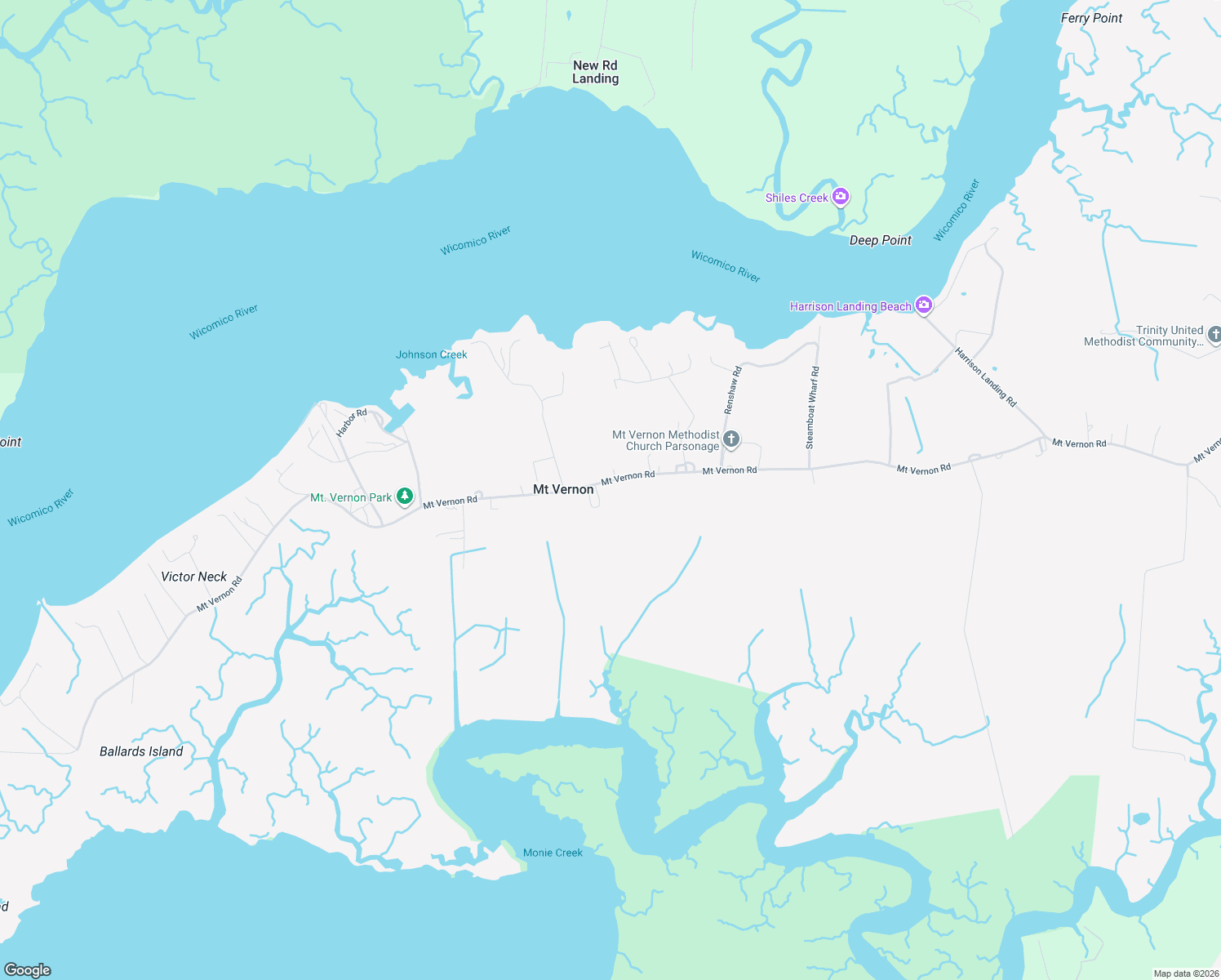 map of restaurants, bars, coffee shops, grocery stores, and more near 26925 Mount Vernon Road in Princess Anne