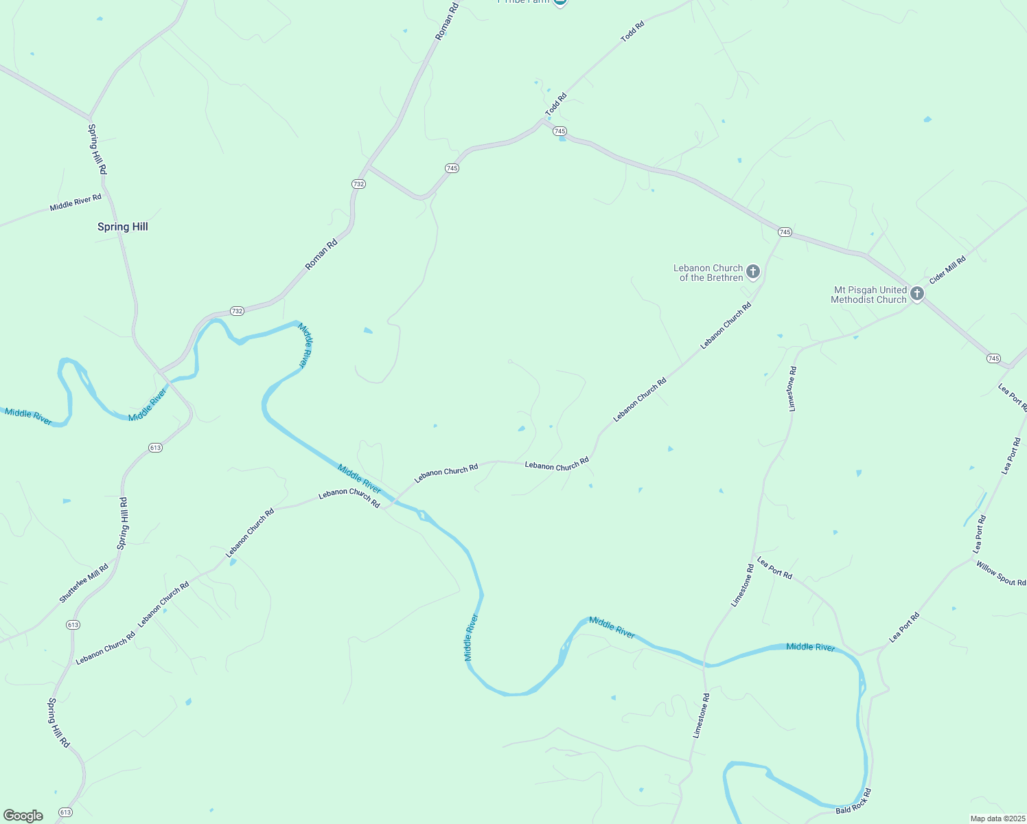 map of restaurants, bars, coffee shops, grocery stores, and more near 720 Lebanon Church Road in Mount Sidney