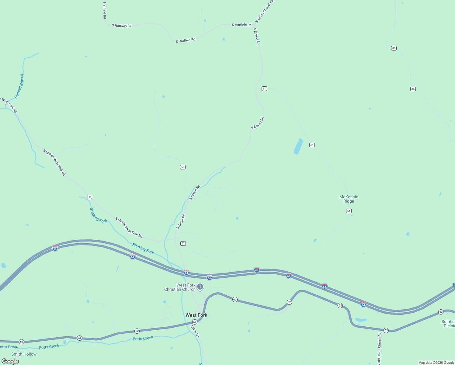 map of restaurants, bars, coffee shops, grocery stores, and more near 6032 South Eckert Road in English