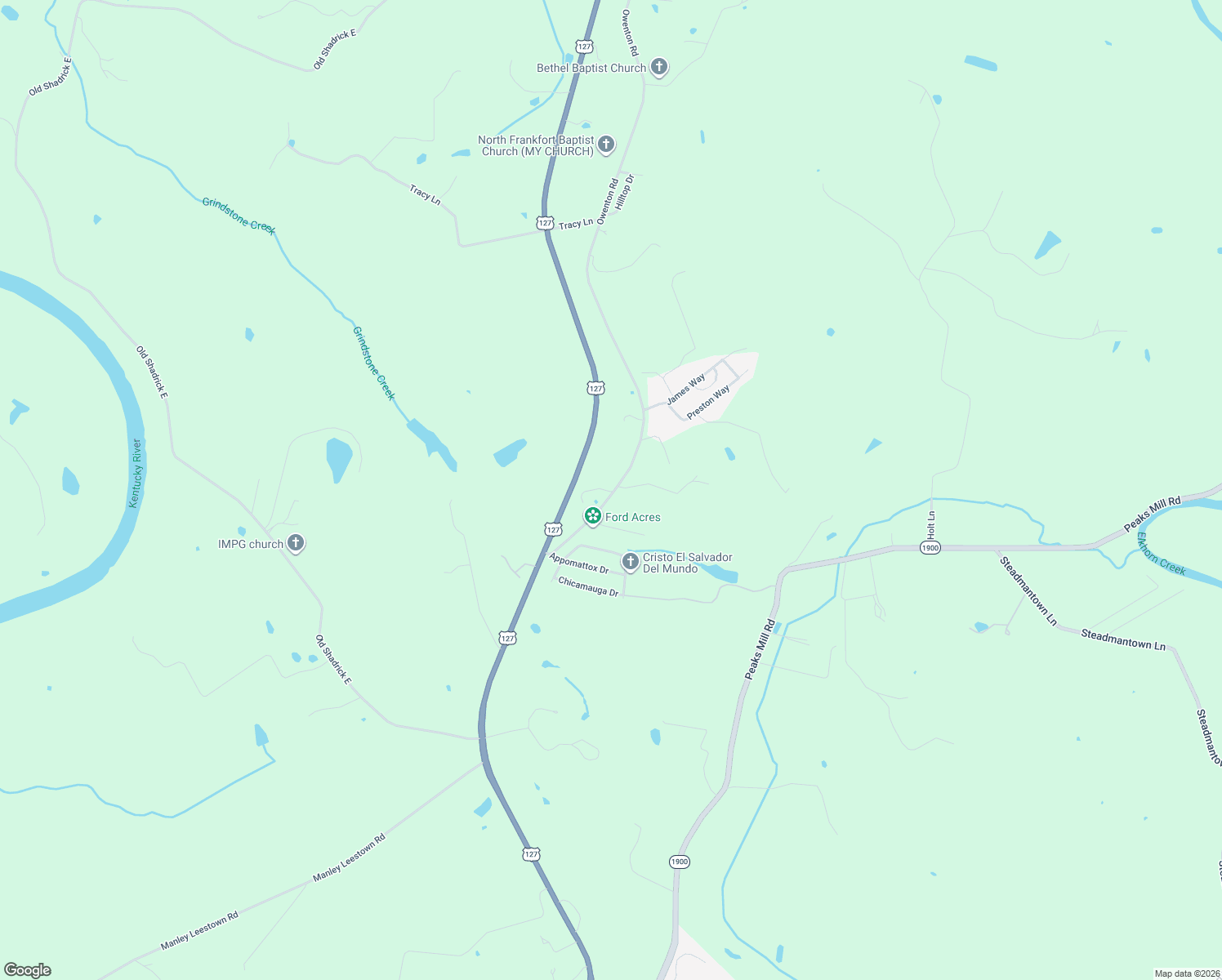 map of restaurants, bars, coffee shops, grocery stores, and more near 6929 Owenton Road in Frankfort