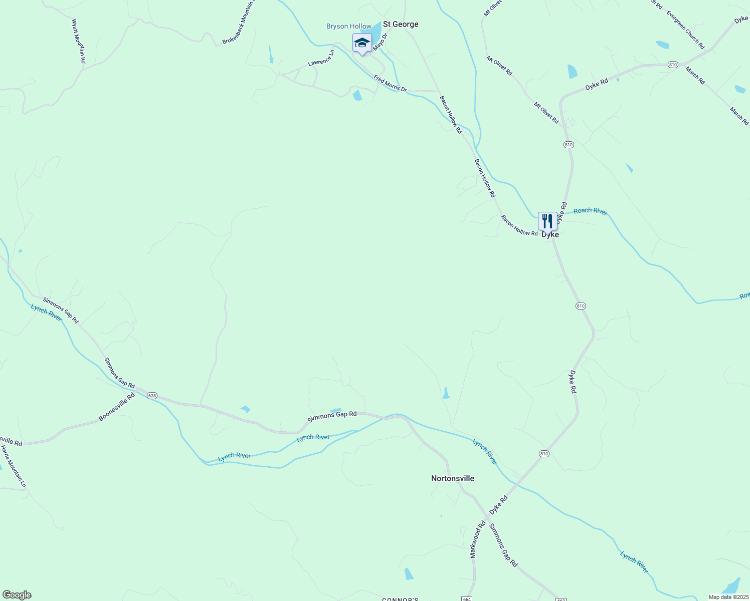 map of restaurants, bars, coffee shops, grocery stores, and more near in Saint George