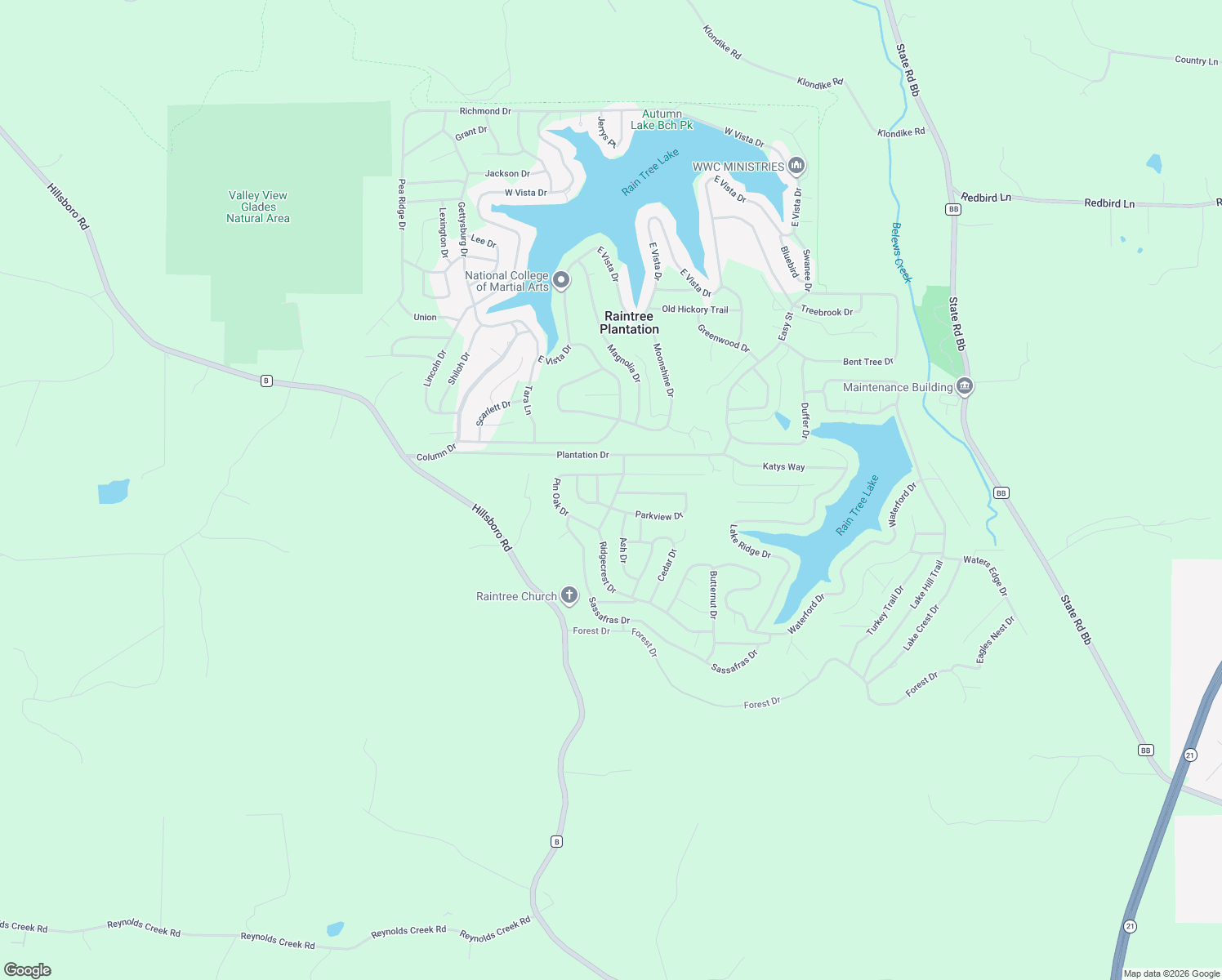 map of restaurants, bars, coffee shops, grocery stores, and more near 9717 Ridgecrest Drive in Hillsboro