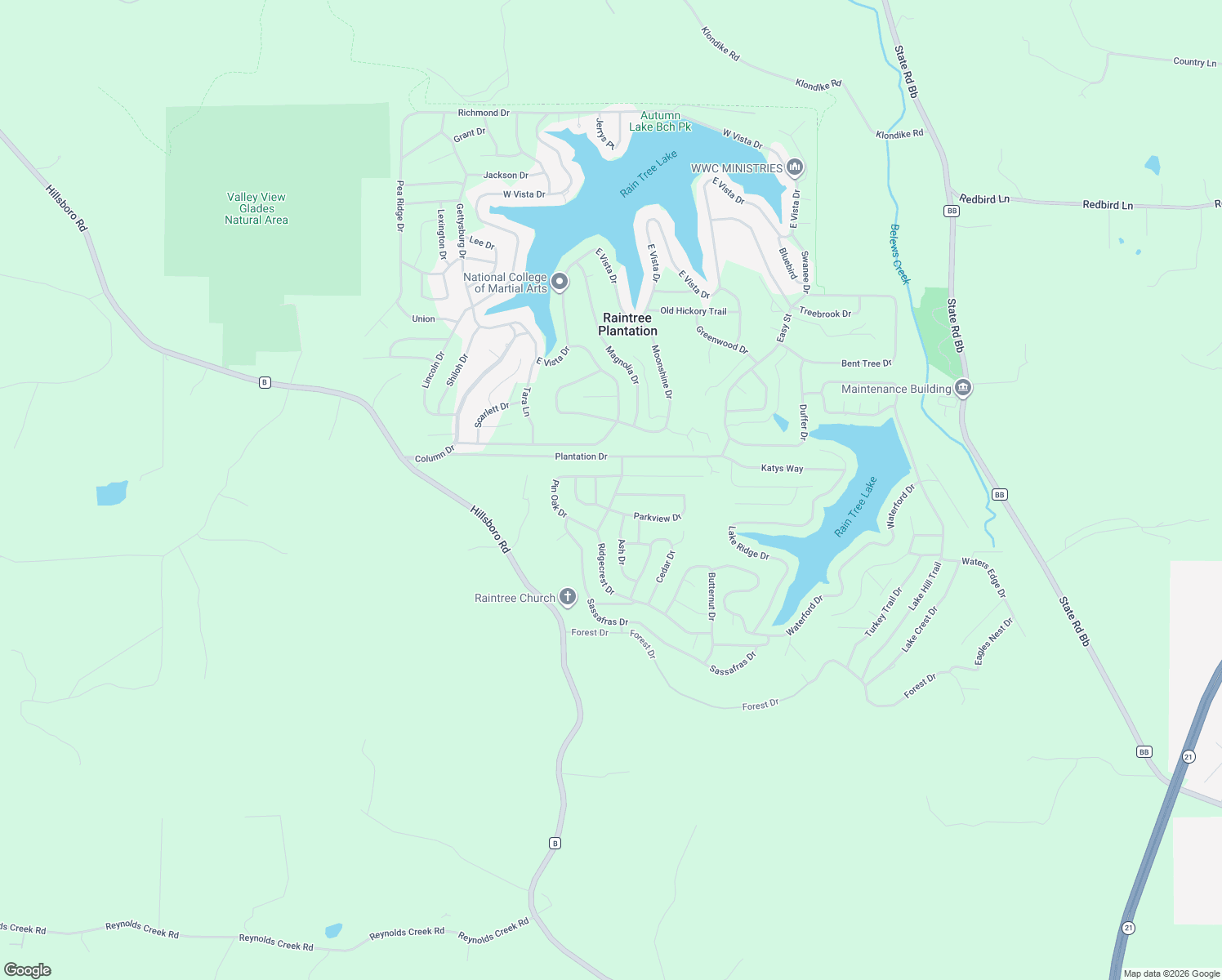 map of restaurants, bars, coffee shops, grocery stores, and more near 9717 Ridgecrest Drive in Hillsboro