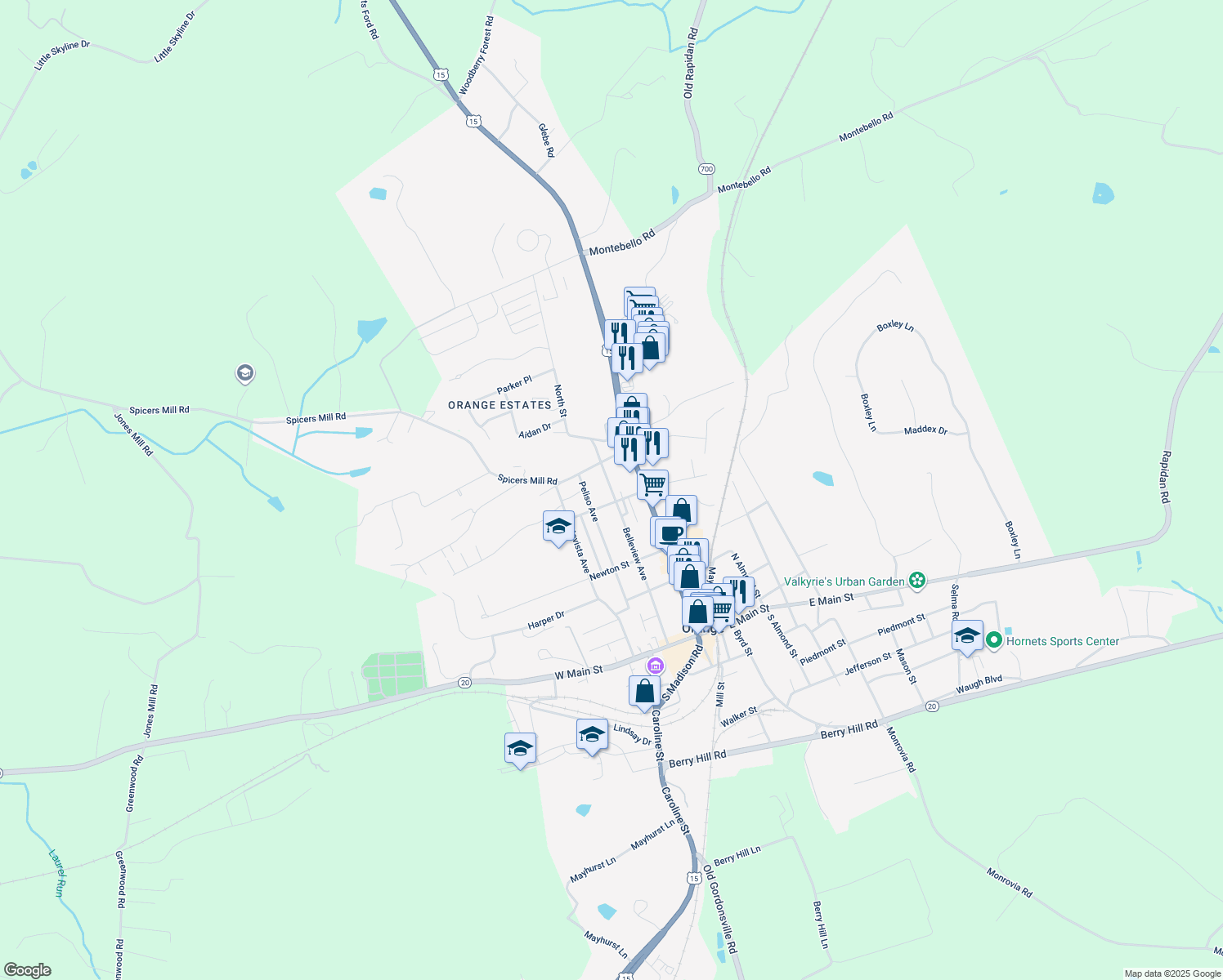 map of restaurants, bars, coffee shops, grocery stores, and more near 297 Belleview Avenue in Orange