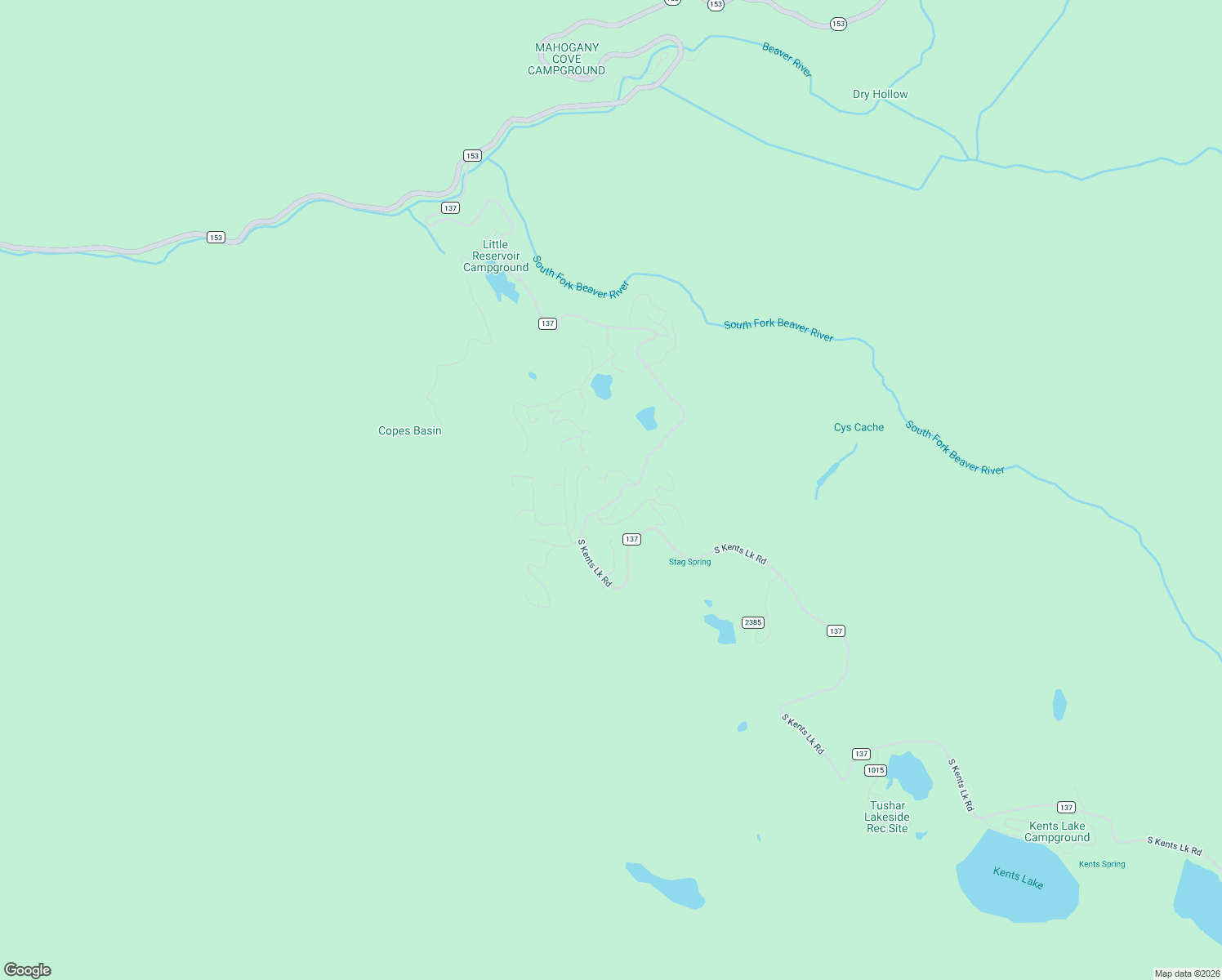 map of restaurants, bars, coffee shops, grocery stores, and more near Forest Road 137 in Beaver