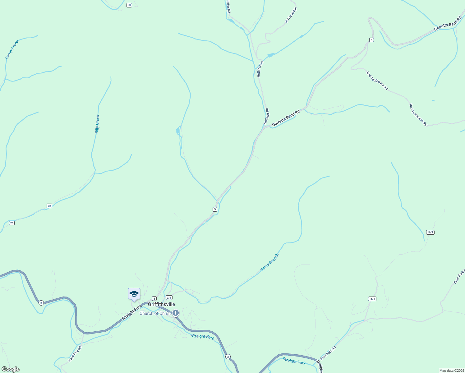 map of restaurants, bars, coffee shops, grocery stores, and more near 244 Garretts Bend Road in Griffithsville