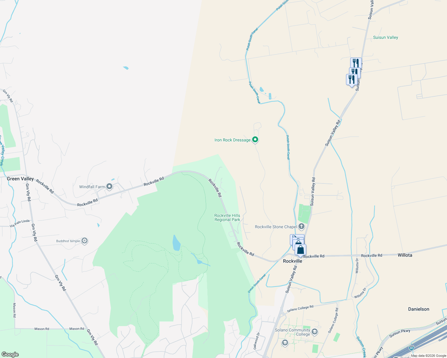 map of restaurants, bars, coffee shops, grocery stores, and more near 2129 Rockville Rd in Fairfield