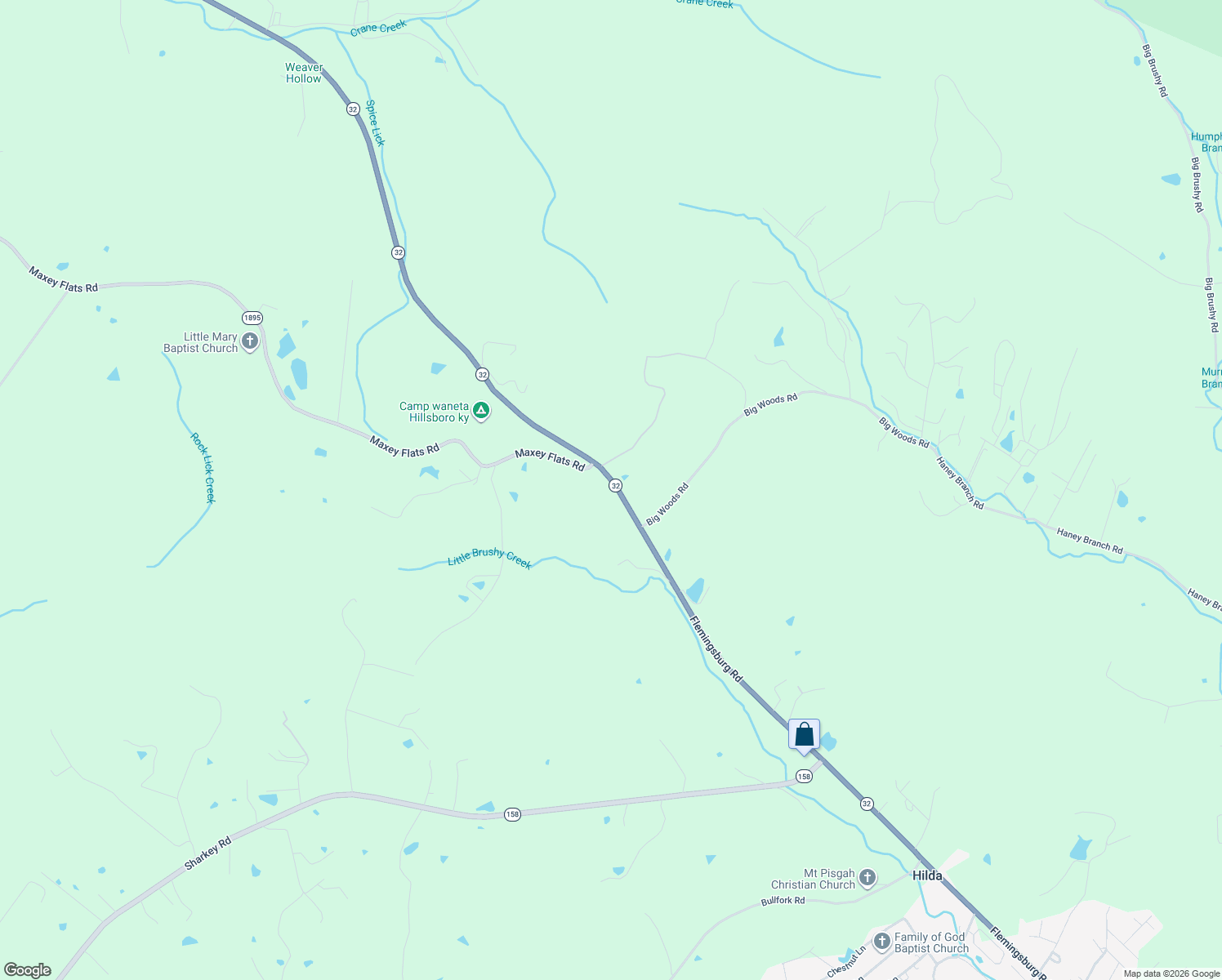 map of restaurants, bars, coffee shops, grocery stores, and more near 7325 Flemingsburg Road in Morehead