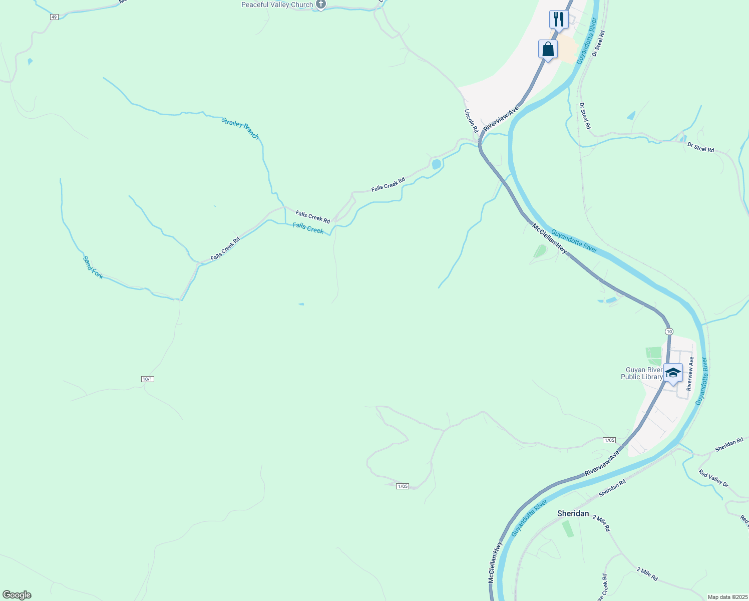 map of restaurants, bars, coffee shops, grocery stores, and more near 7919 West Virginia 10 in Branchland
