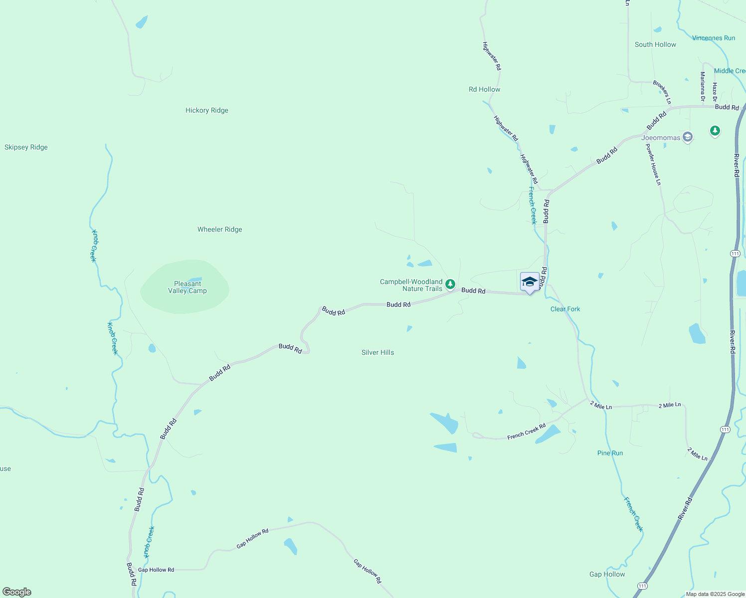 map of restaurants, bars, coffee shops, grocery stores, and more near 3680 Budd Road in New Albany