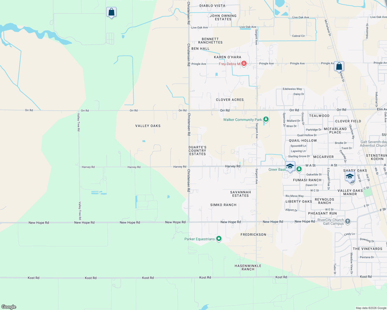 map of restaurants, bars, coffee shops, grocery stores, and more near 13759 Christensen Road in Galt