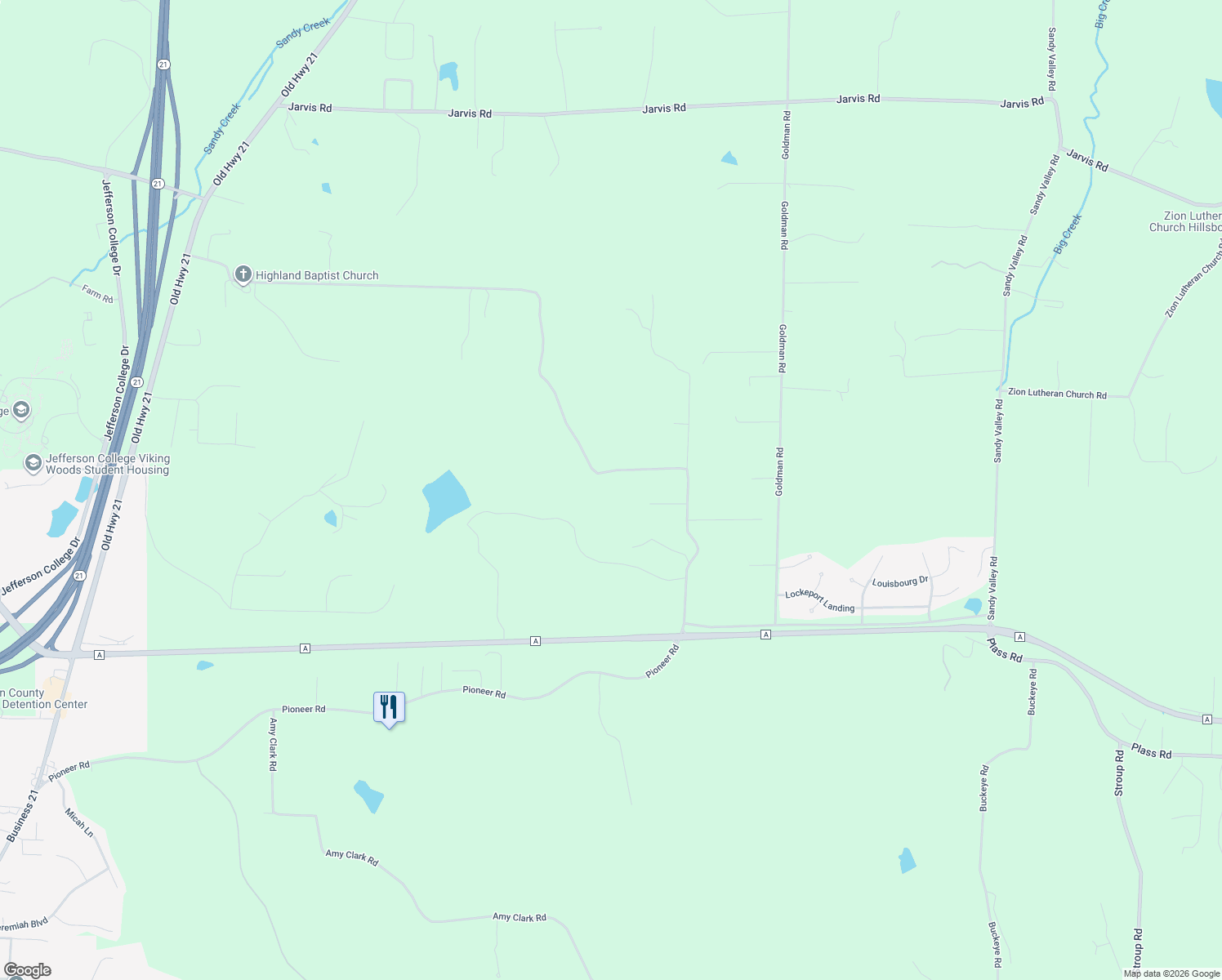 map of restaurants, bars, coffee shops, grocery stores, and more near 4412 Highland Baptist Church Road in Hillsboro