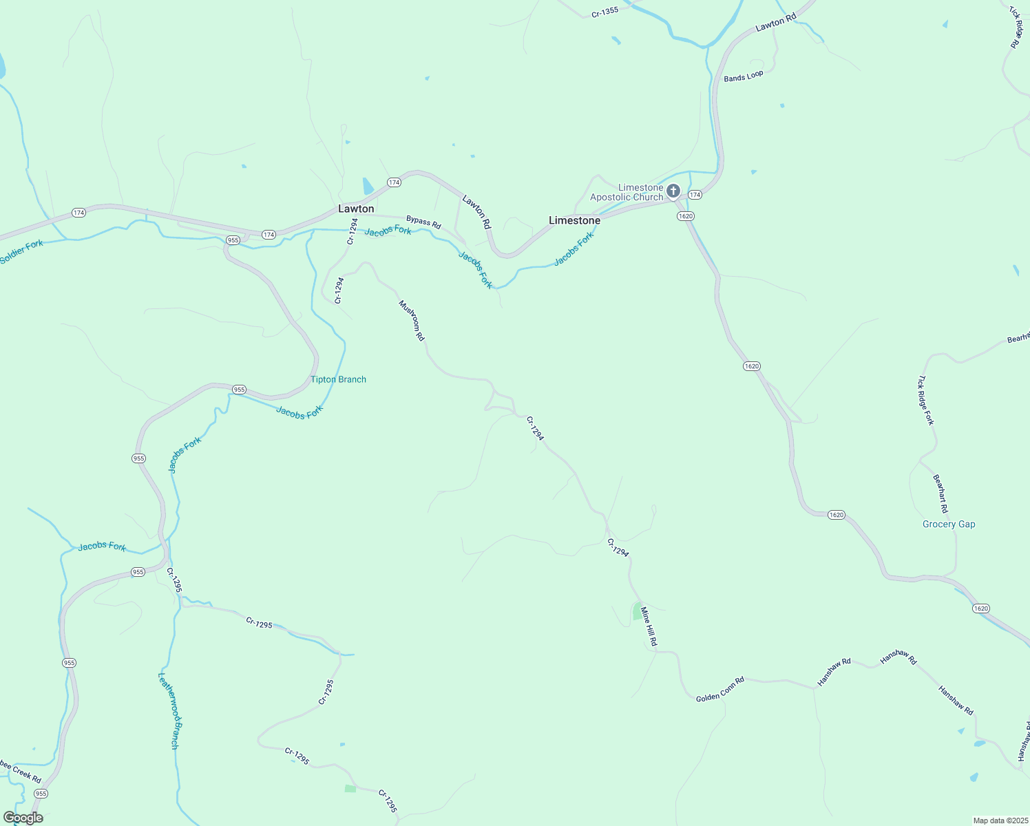 map of restaurants, bars, coffee shops, grocery stores, and more near Mushroom Road in Olive Hill