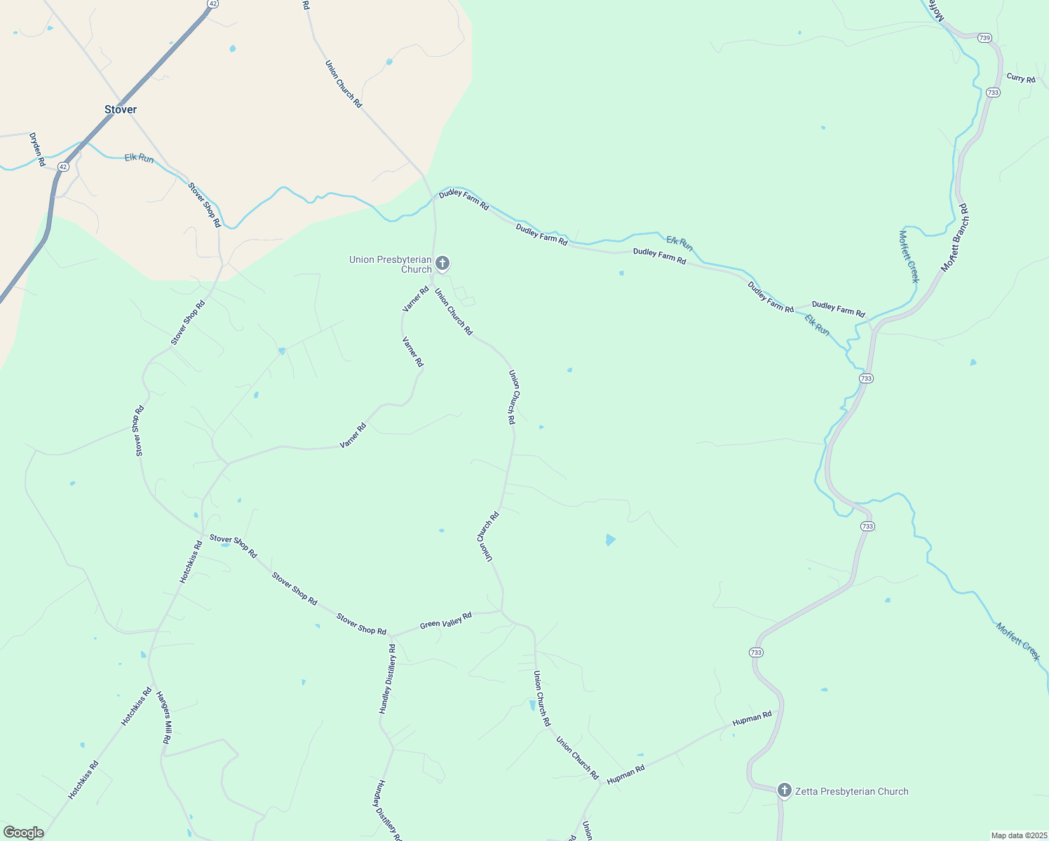 map of restaurants, bars, coffee shops, grocery stores, and more near 1271 Union Church Road in Churchville