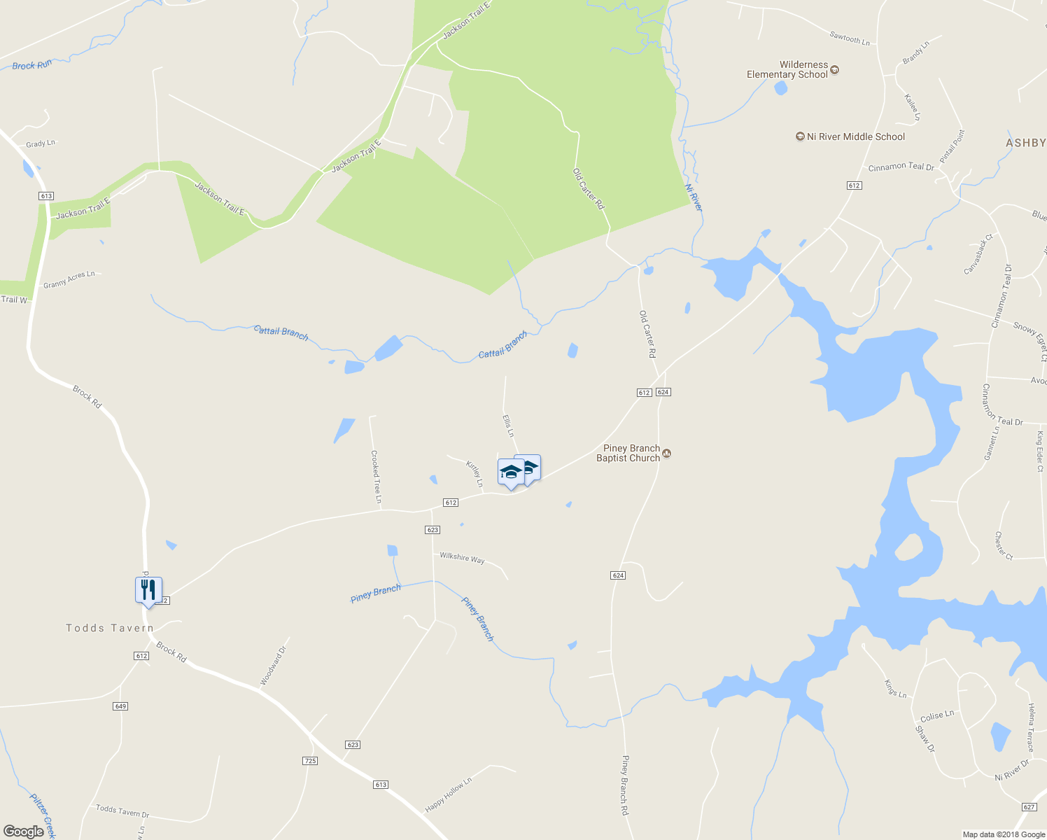 map of restaurants, bars, coffee shops, grocery stores, and more near 9011 Ellis Lane in Spotsylvania
