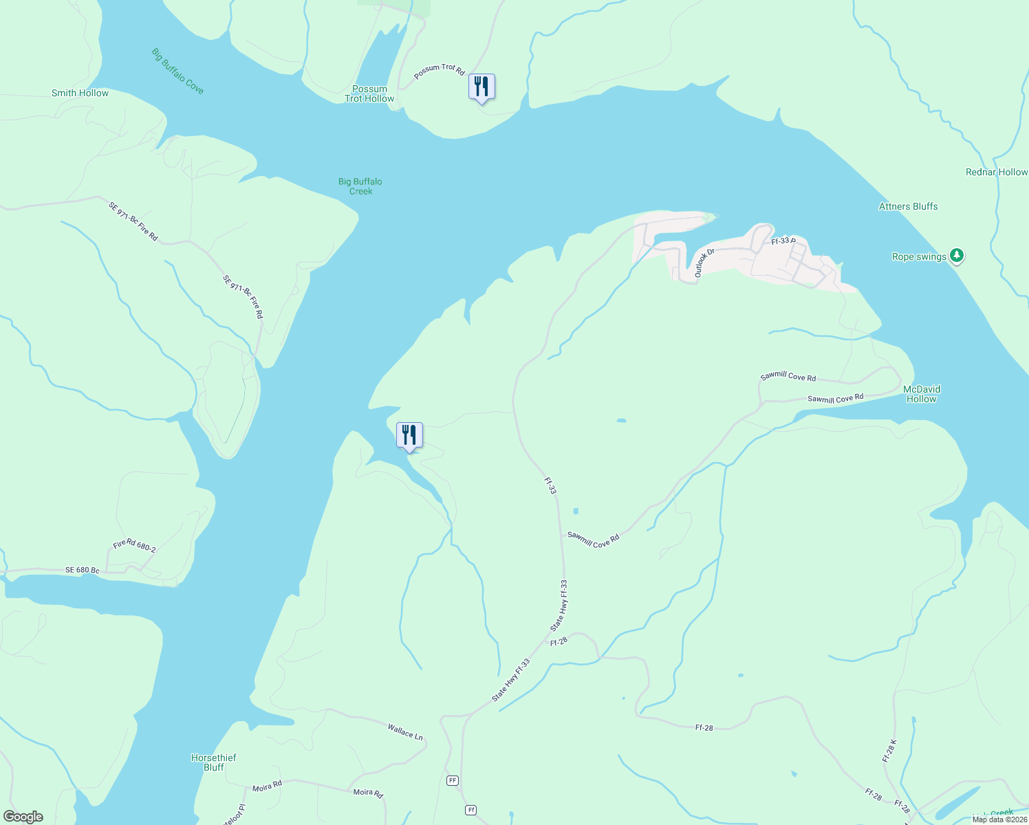 map of restaurants, bars, coffee shops, grocery stores, and more near 1 central ozarks Road in Edwards