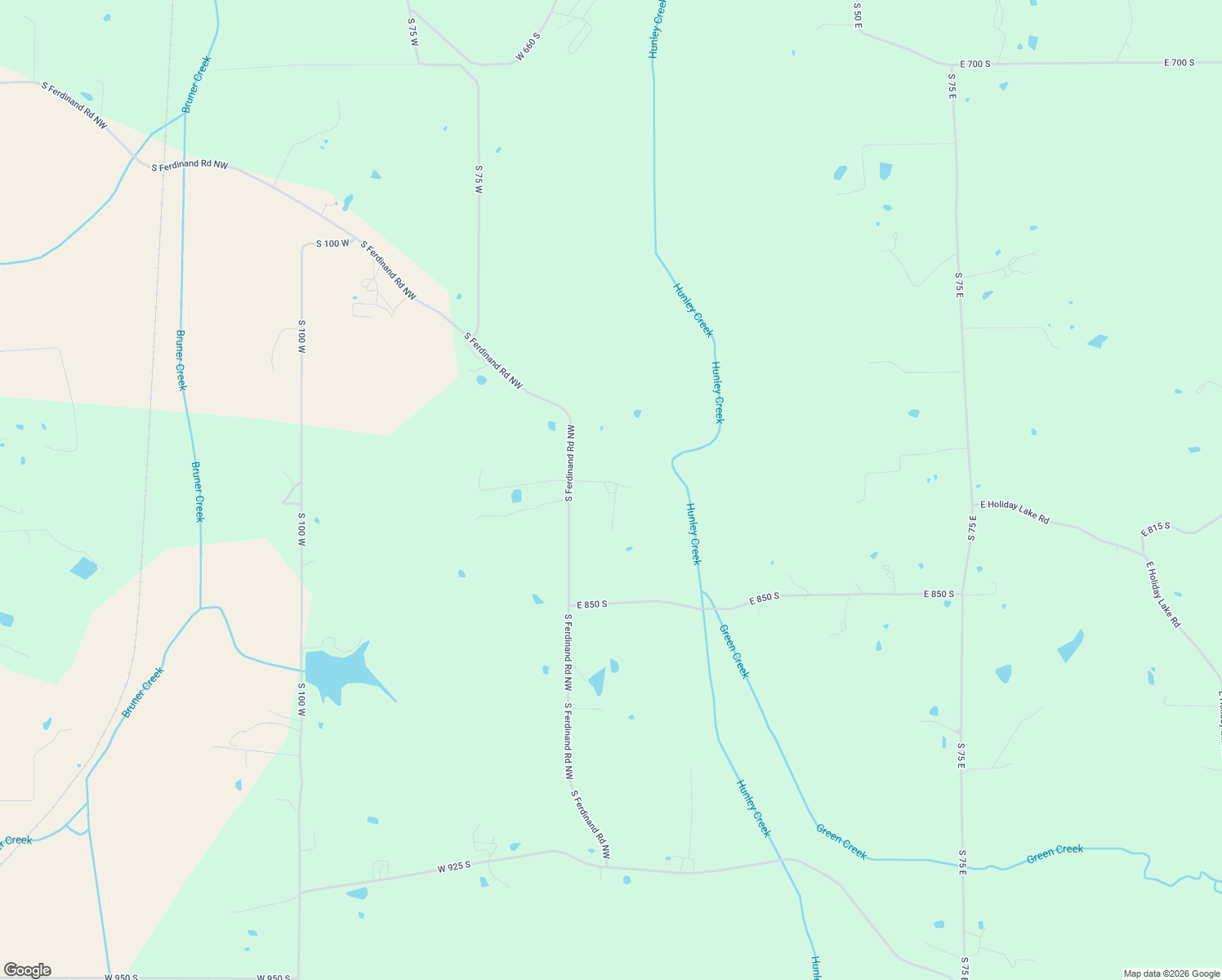 map of restaurants, bars, coffee shops, grocery stores, and more near 8098 South Ferdinand Road Northwest in Ferdinand