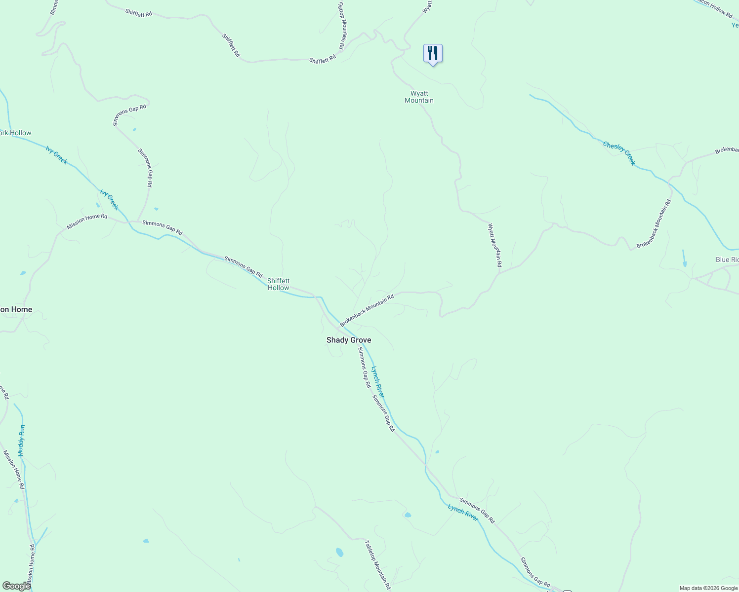 map of restaurants, bars, coffee shops, grocery stores, and more near 92-162 Shady Lane in Free Union