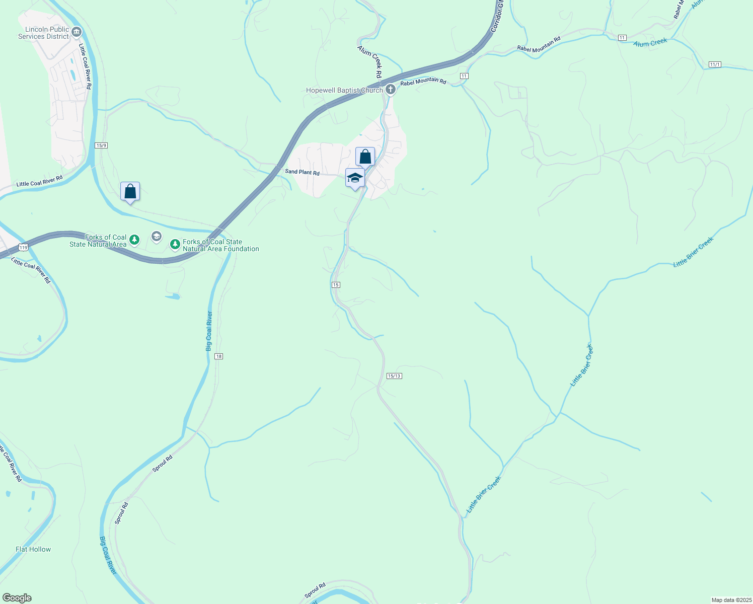 map of restaurants, bars, coffee shops, grocery stores, and more near 110 Brounland Road in Charleston