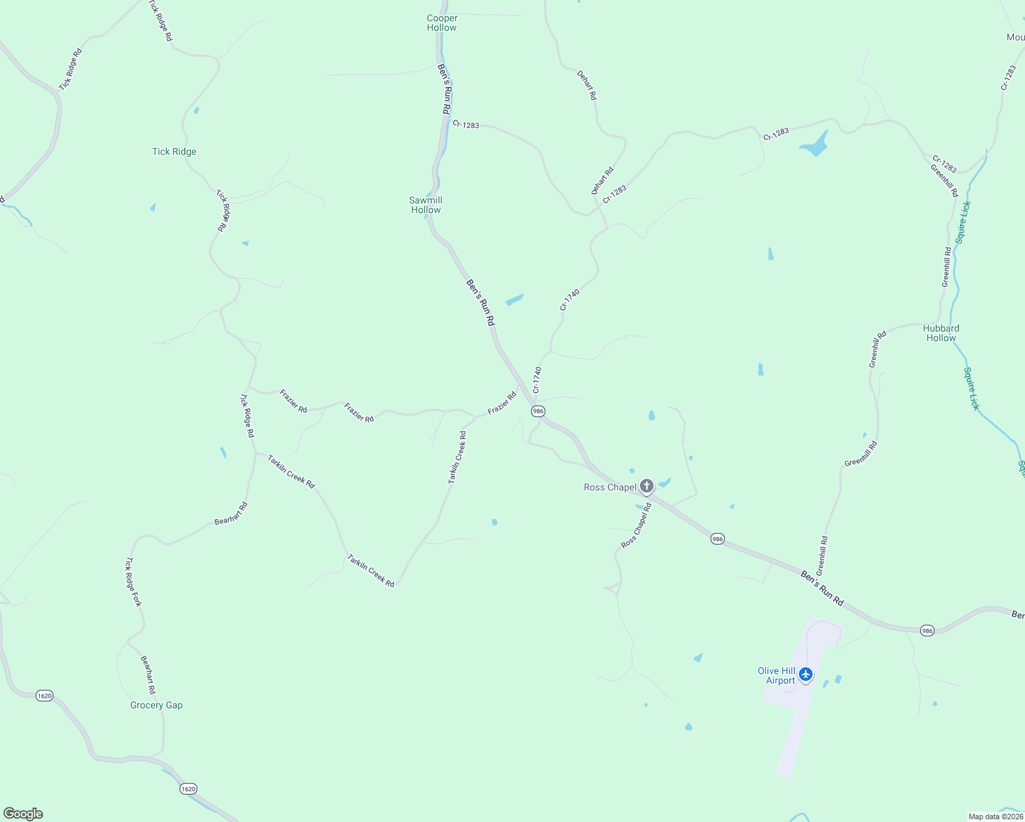 map of restaurants, bars, coffee shops, grocery stores, and more near 57-379 Frazier Road in Olive Hill