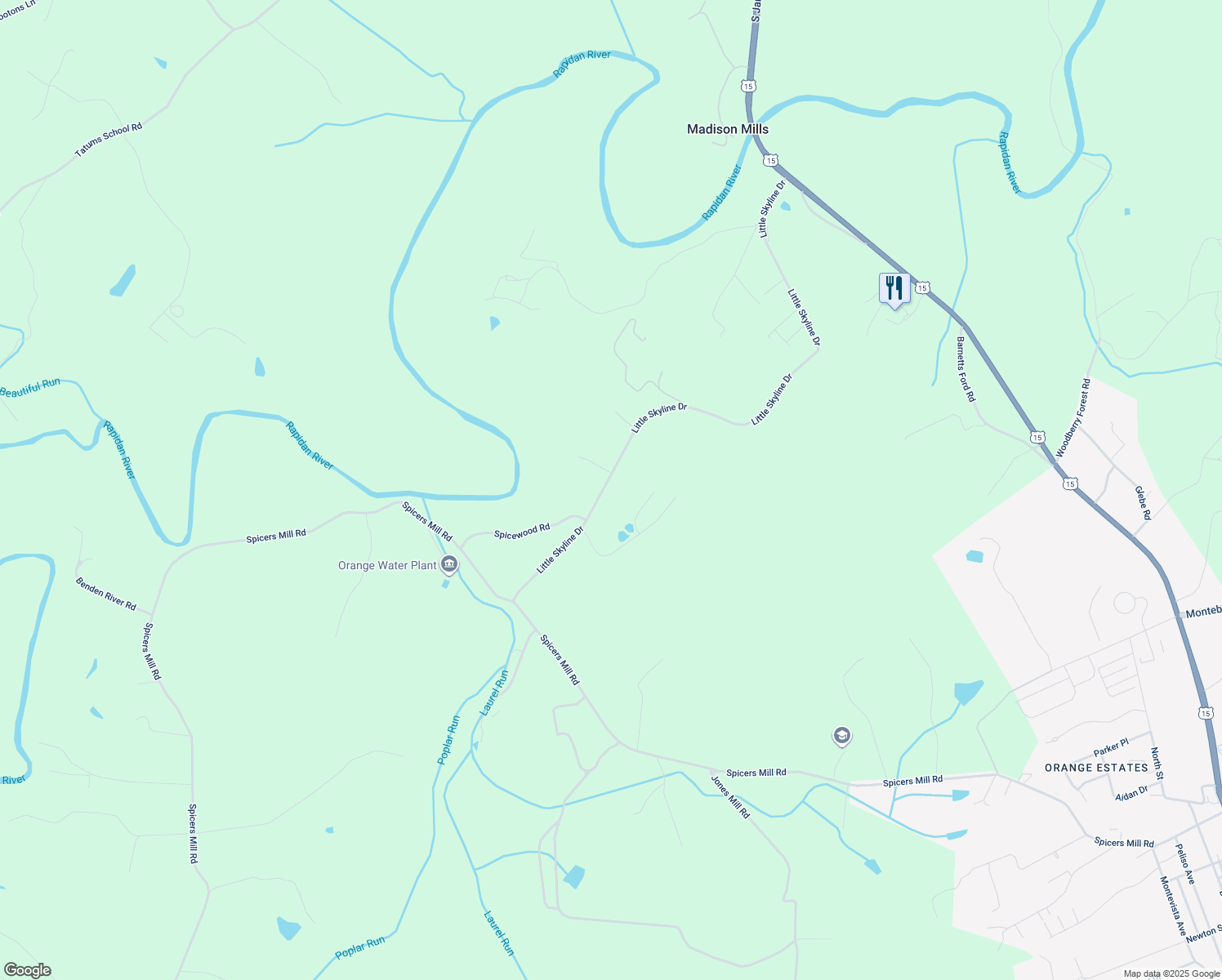 map of restaurants, bars, coffee shops, grocery stores, and more near 13132 Hickory Lane in Orange