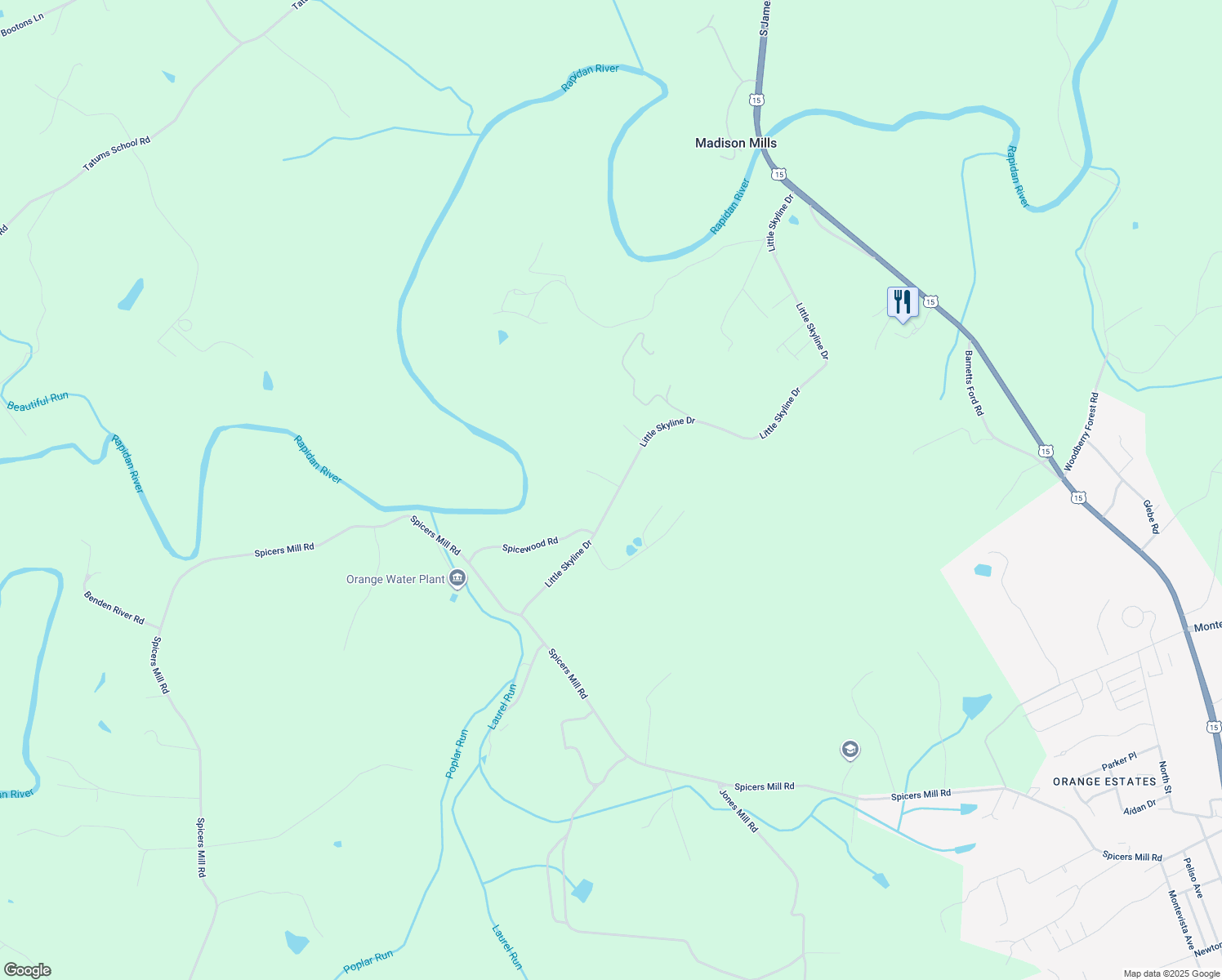 map of restaurants, bars, coffee shops, grocery stores, and more near 13132 Hickory Lane in Orange