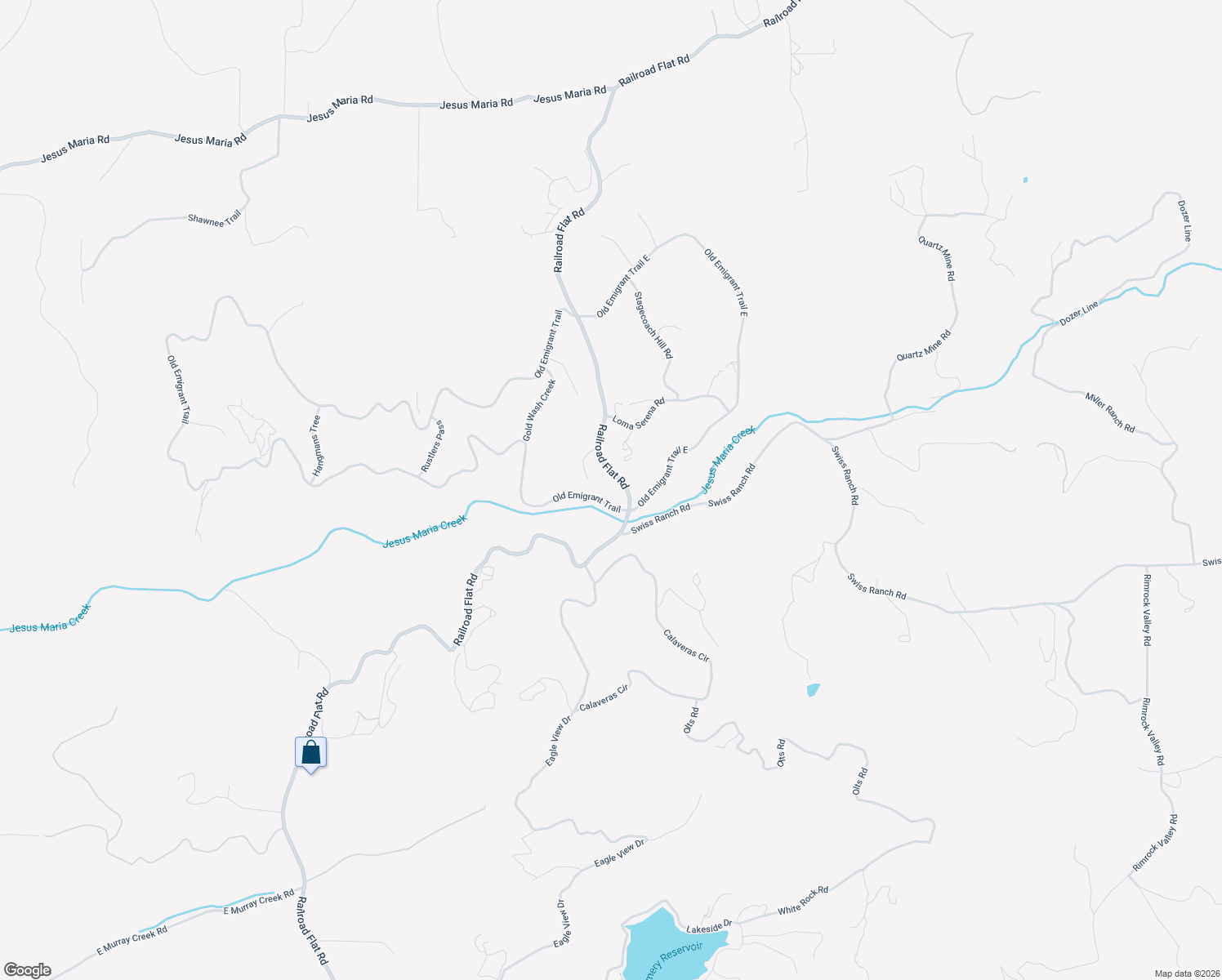 map of restaurants, bars, coffee shops, grocery stores, and more near 5252 Railroad Flat Road in Mountain Ranch