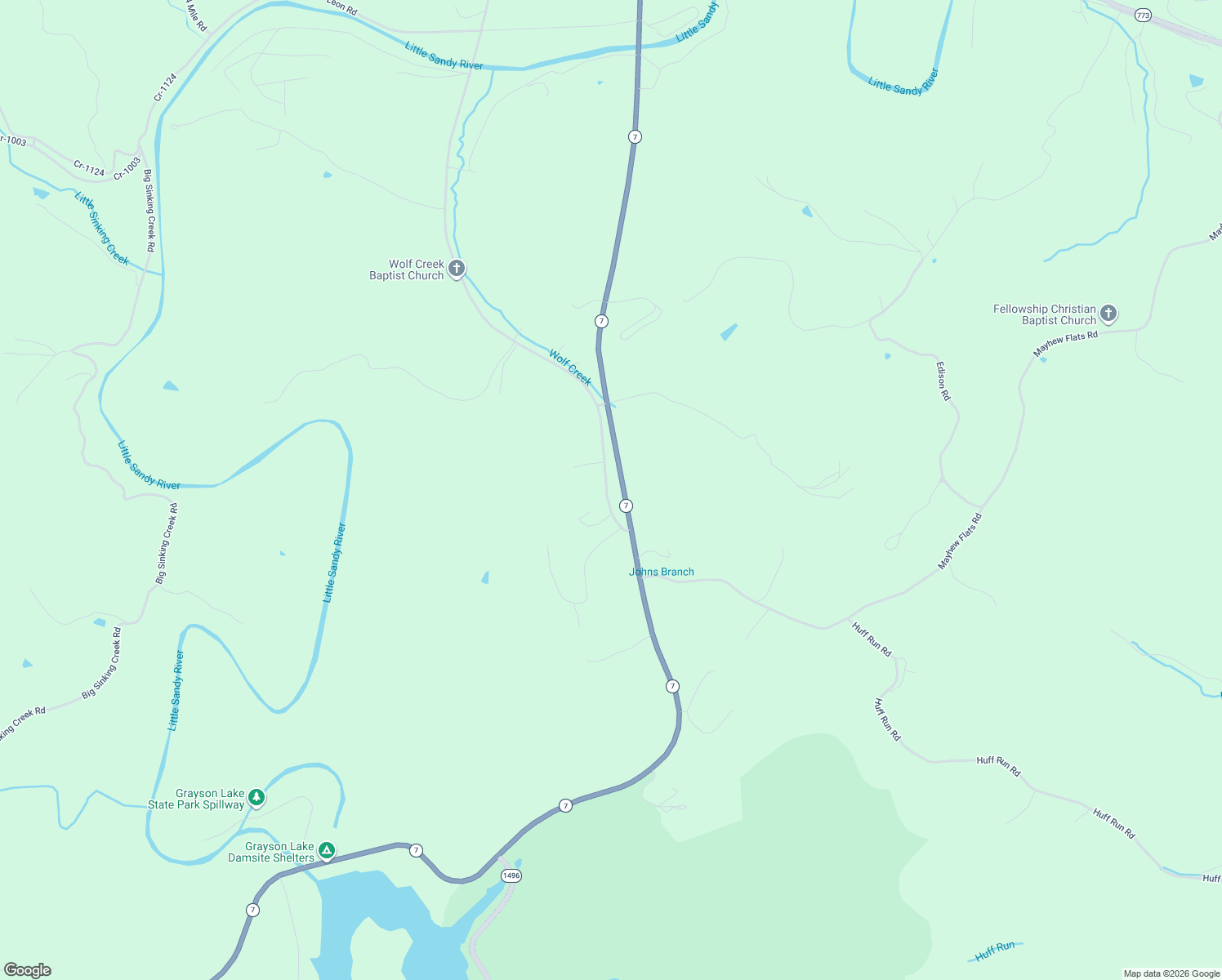 map of restaurants, bars, coffee shops, grocery stores, and more near Garnet Drive in Grayson
