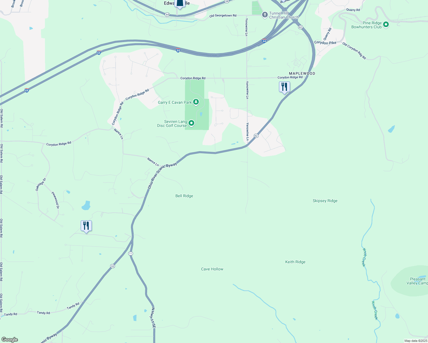 map of restaurants, bars, coffee shops, grocery stores, and more near 6111 Indiana 62 in Georgetown