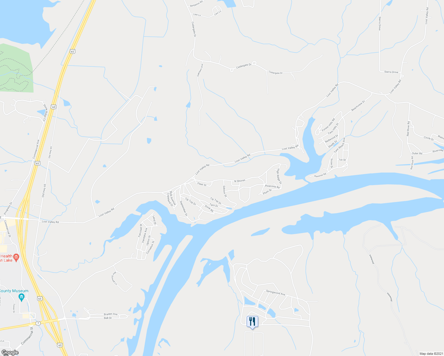 map of restaurants, bars, coffee shops, grocery stores, and more near 19727 Lakeview Avenue in Warsaw