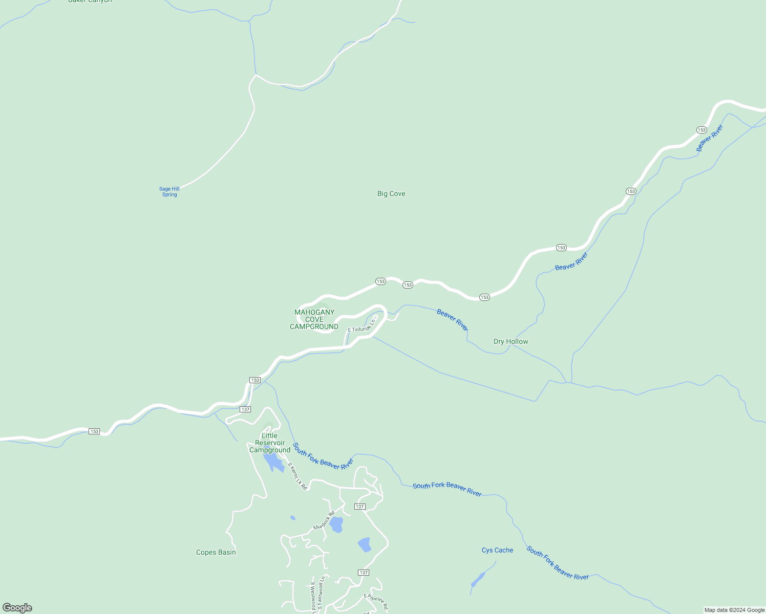 map of restaurants, bars, coffee shops, grocery stores, and more near Highway 153 in Beaver