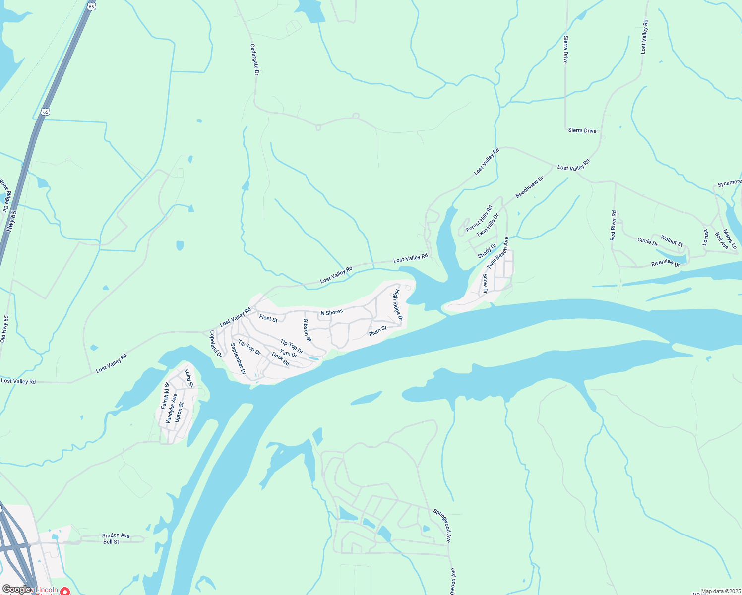 map of restaurants, bars, coffee shops, grocery stores, and more near Lakeview Drive in Warsaw