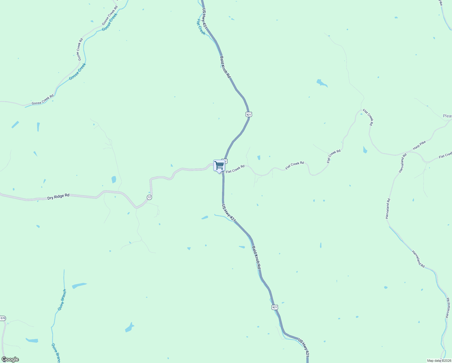 map of restaurants, bars, coffee shops, grocery stores, and more near 7390 Bald Knob Road in Frankfort