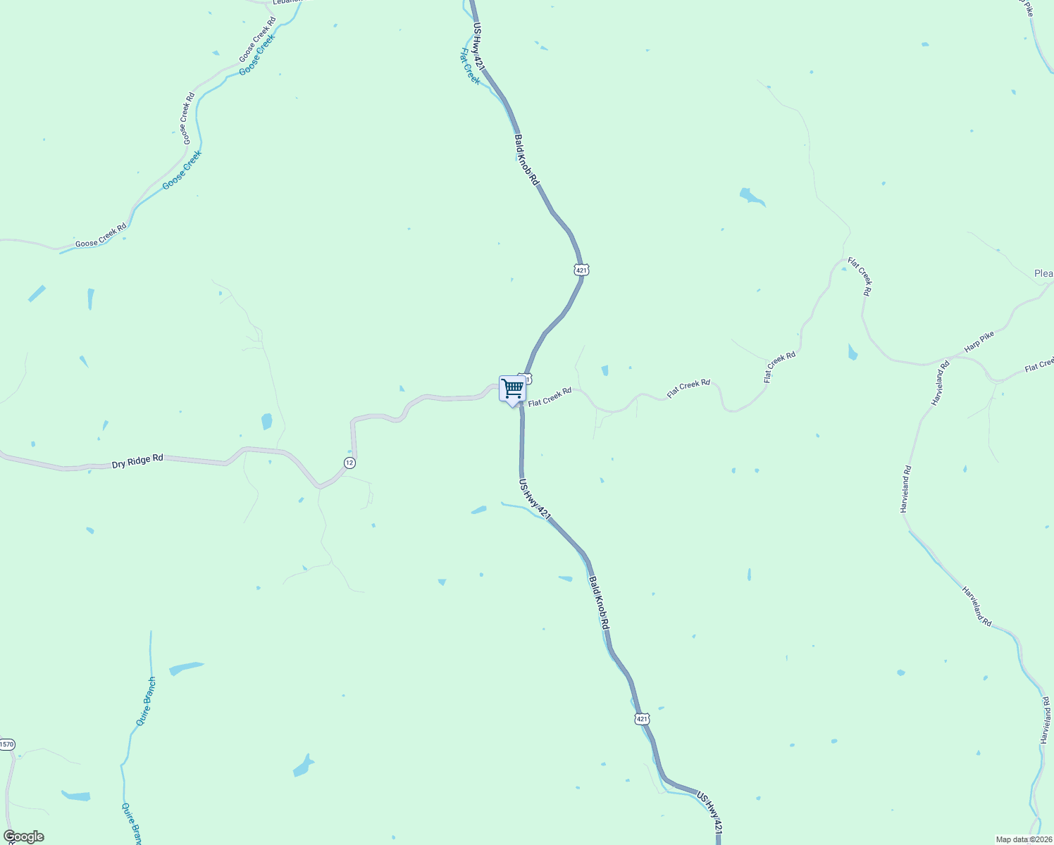 map of restaurants, bars, coffee shops, grocery stores, and more near 7390 Bald Knob Road in Frankfort