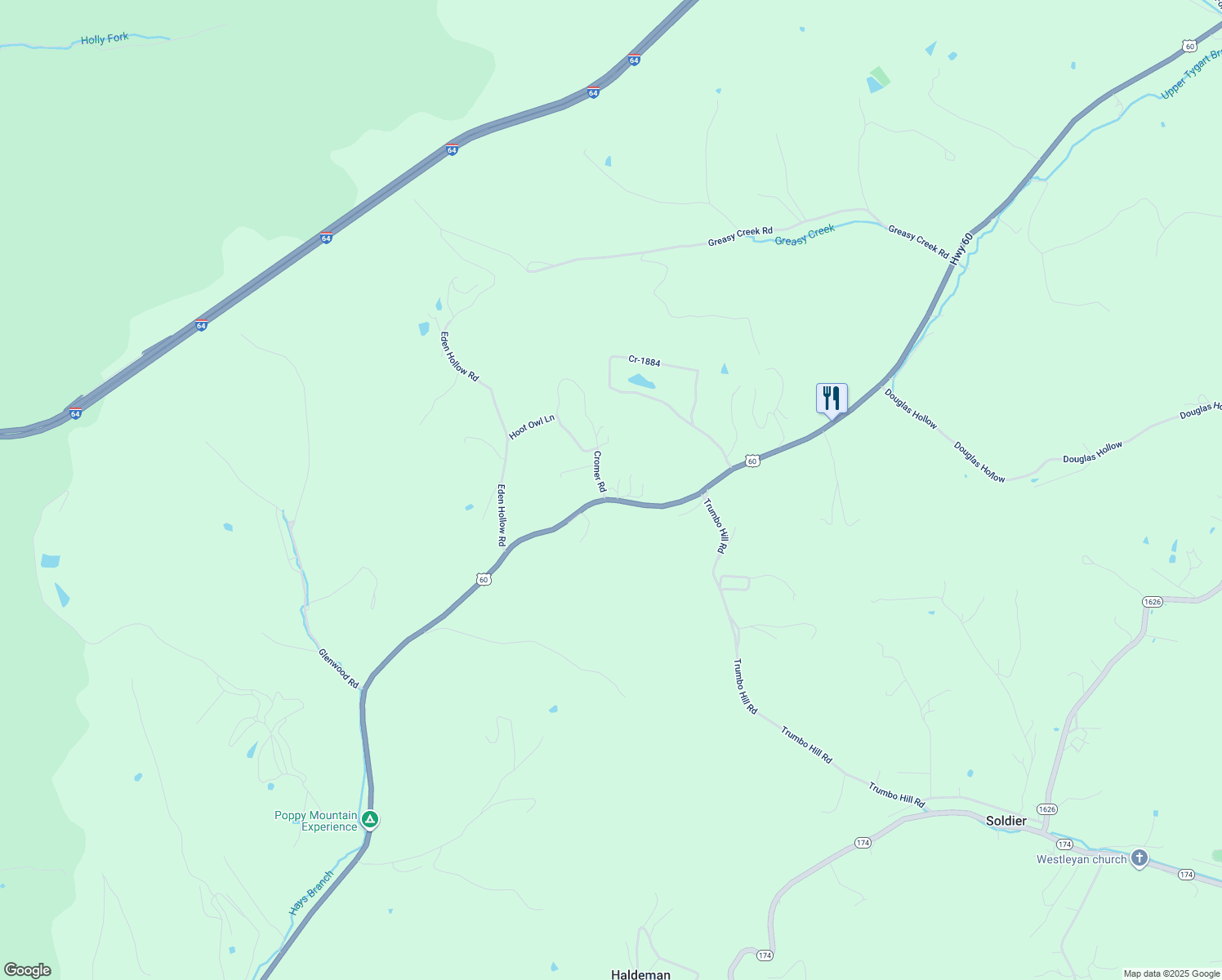 map of restaurants, bars, coffee shops, grocery stores, and more near 9320 U.S. 60 in Olive Hill