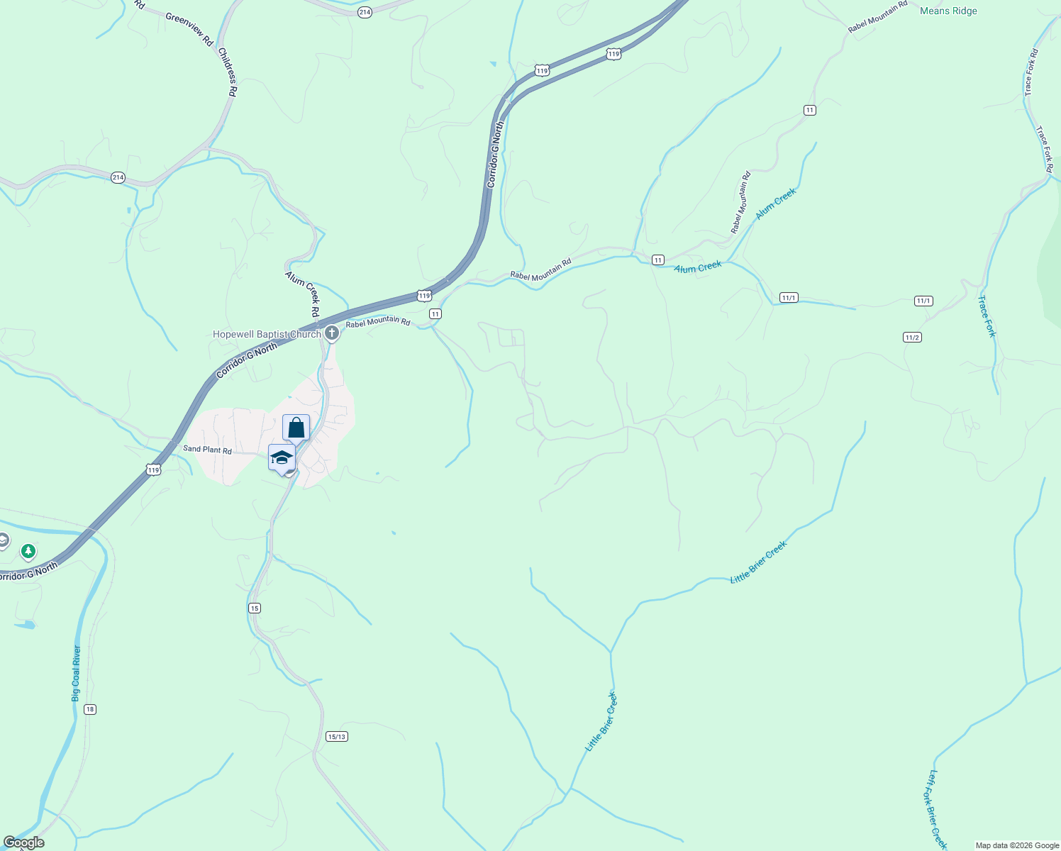 map of restaurants, bars, coffee shops, grocery stores, and more near 525 Creekstone Ridge in South Charleston