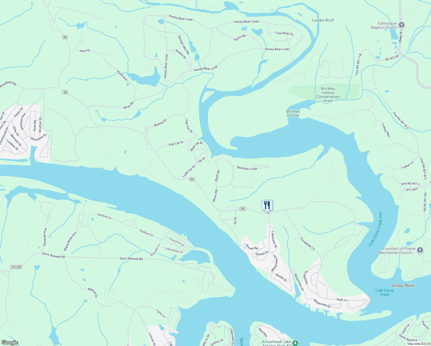 map of restaurants, bars, coffee shops, grocery stores, and more near Bluff Rd in Warsaw
