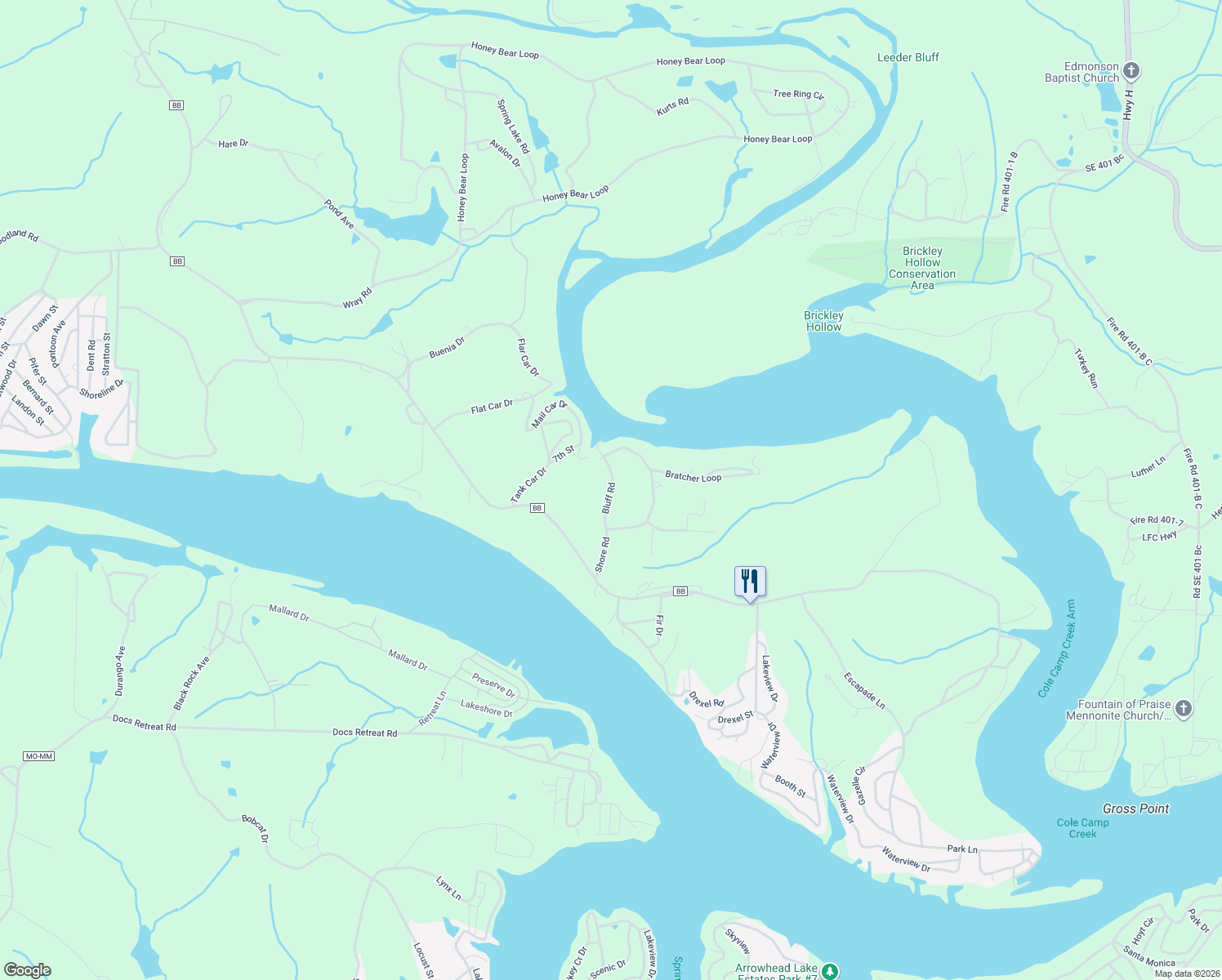 map of restaurants, bars, coffee shops, grocery stores, and more near Bluff Road in Warsaw