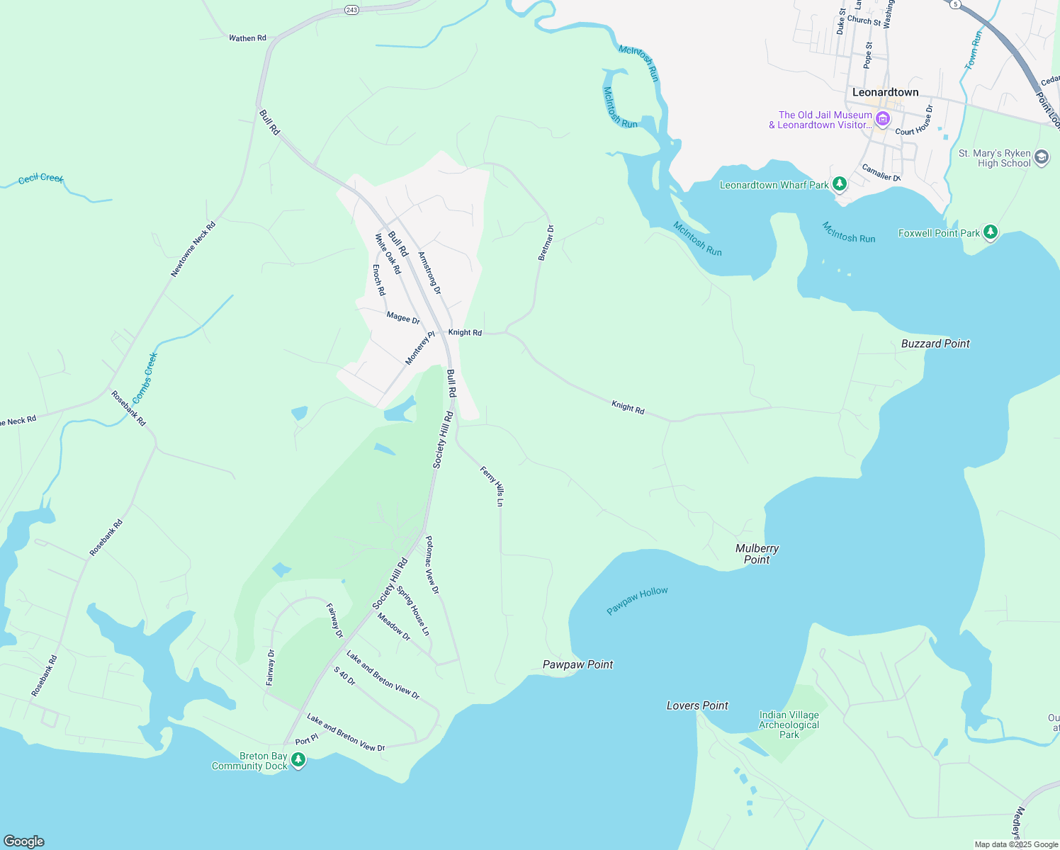 map of restaurants, bars, coffee shops, grocery stores, and more near 41010 Paw Paw Hollow Lane in Leonardtown