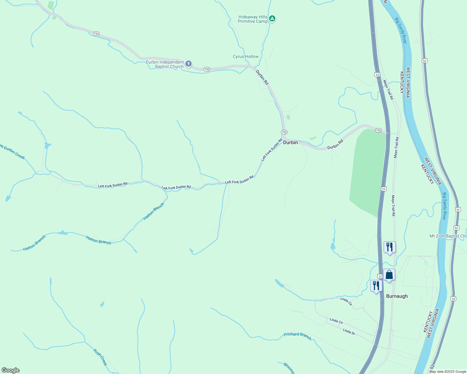 map of restaurants, bars, coffee shops, grocery stores, and more near 8911 Lewis Drive in Catlettsburg