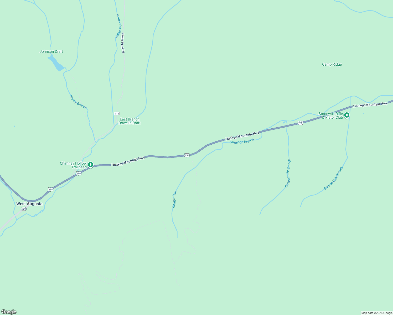 map of restaurants, bars, coffee shops, grocery stores, and more near 3354 Hankey Mountain Highway in Churchville