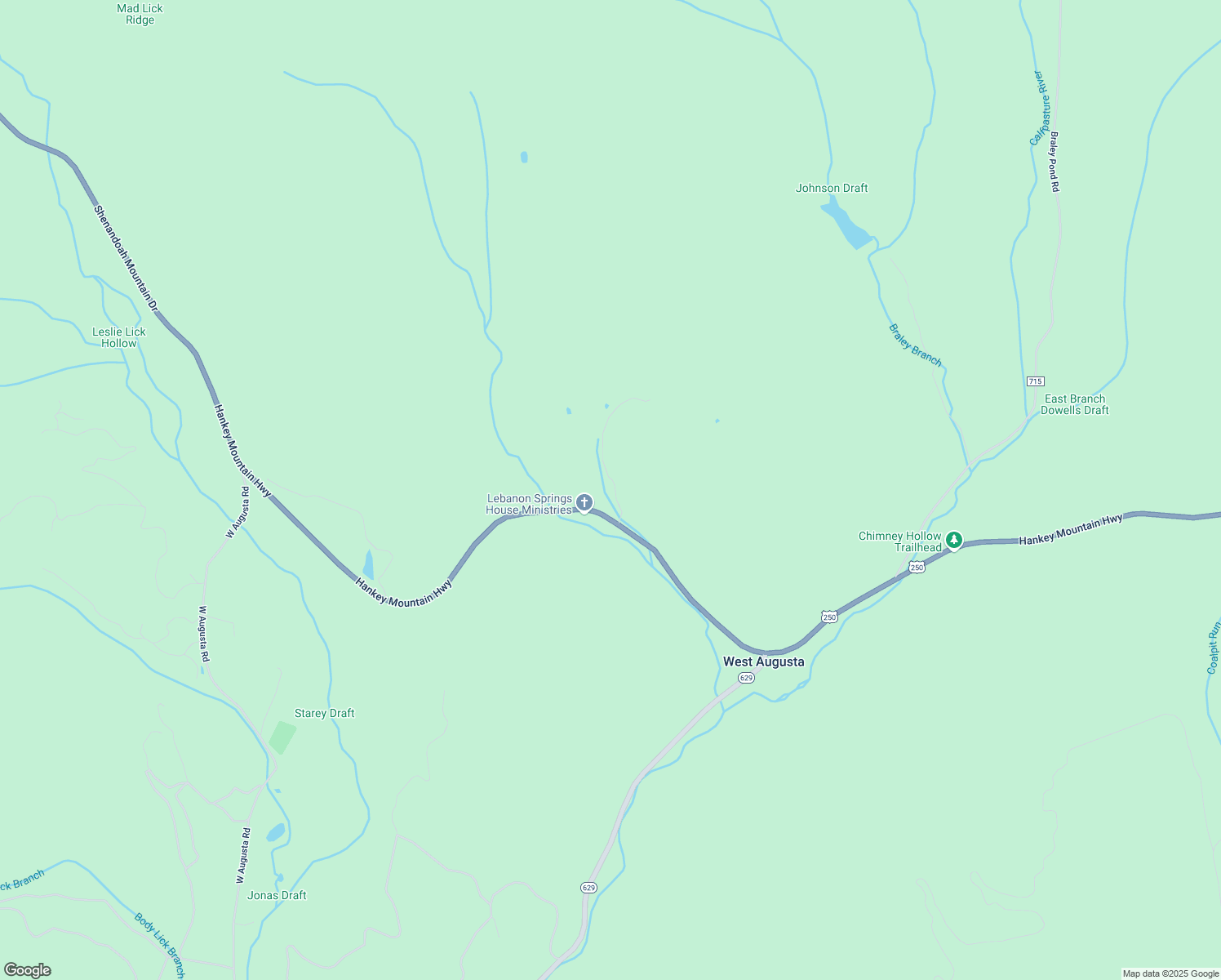 map of restaurants, bars, coffee shops, grocery stores, and more near 425 Shenandoah Mountain Drive in West Augusta