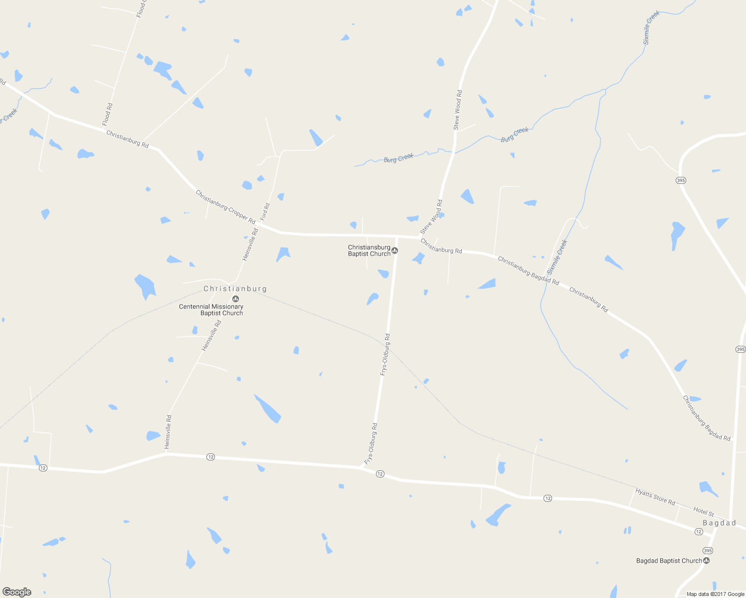 map of restaurants, bars, coffee shops, grocery stores, and more near 801 Frys-Oldburg Road in Bagdad