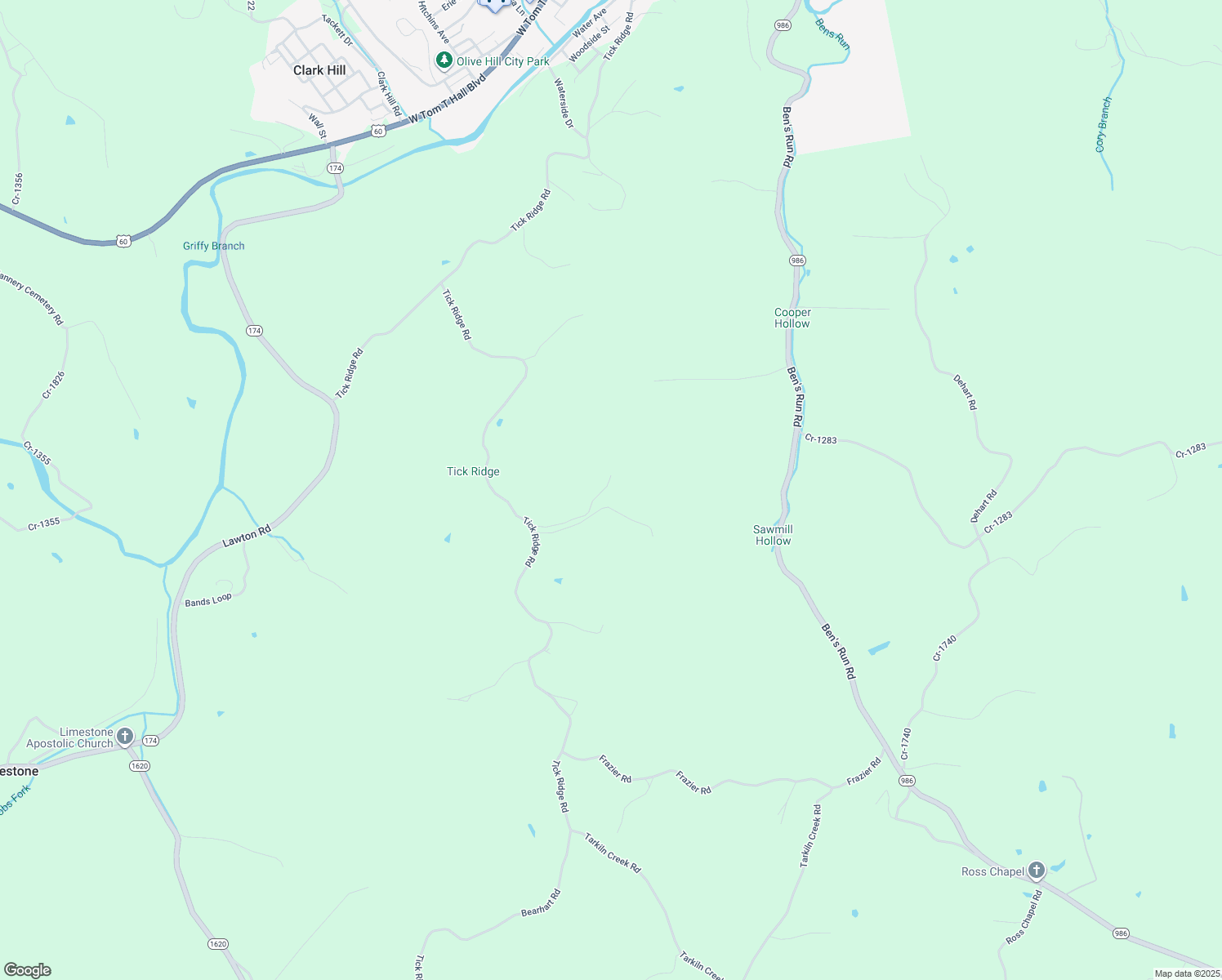 map of restaurants, bars, coffee shops, grocery stores, and more near 250 Kiser Cemetery Road in Olive Hill