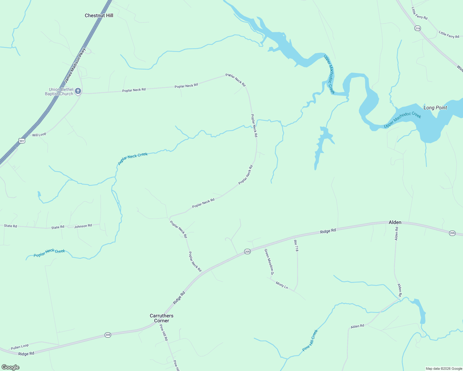 map of restaurants, bars, coffee shops, grocery stores, and more near 14850 Poplar Neck Road in King George