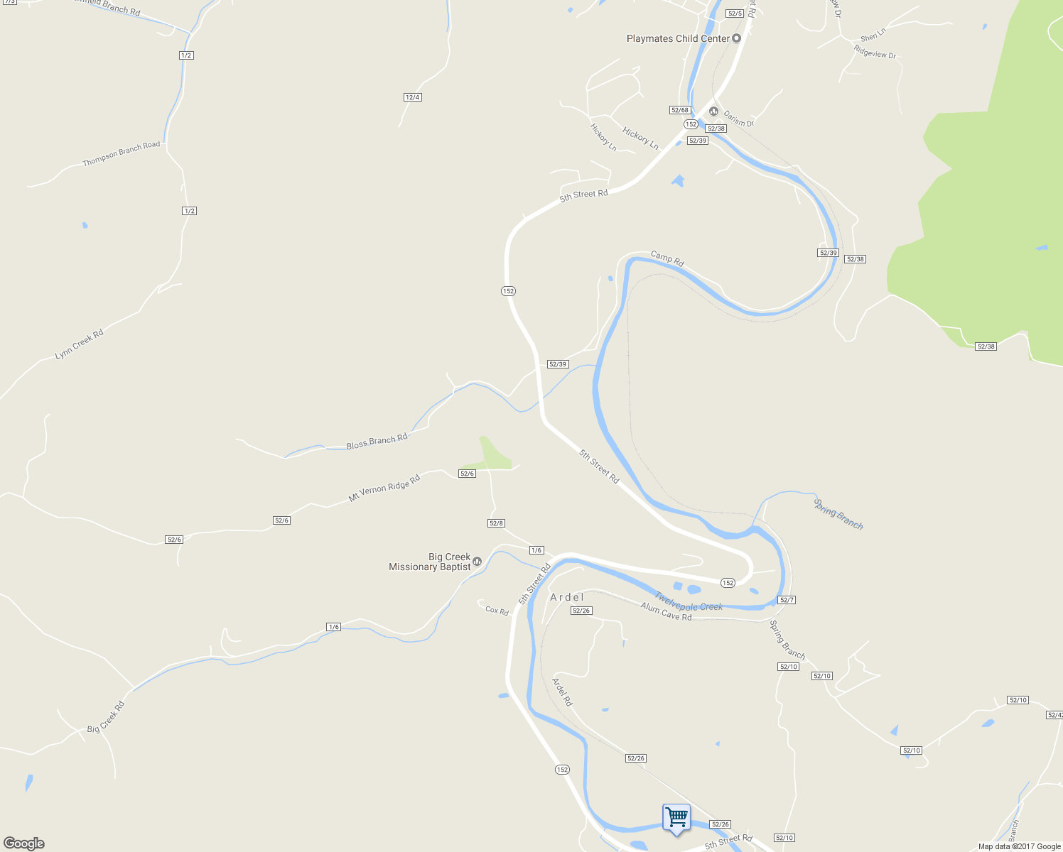 map of restaurants, bars, coffee shops, grocery stores, and more near 5675 West Virginia 152 in Lavalette